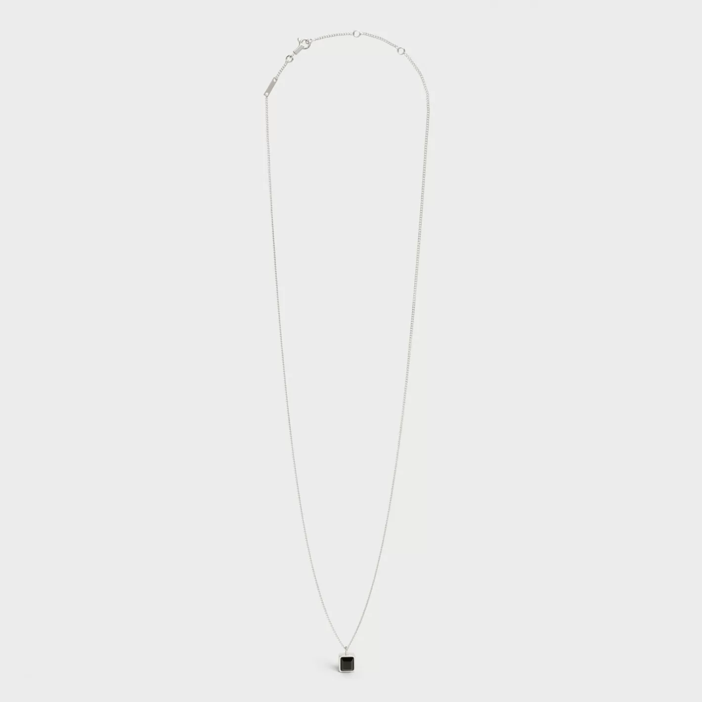 Cheap CELINE Aiguise Necklace in Sterling Silver with Rhodium finish and Onyx Silver/Onyx