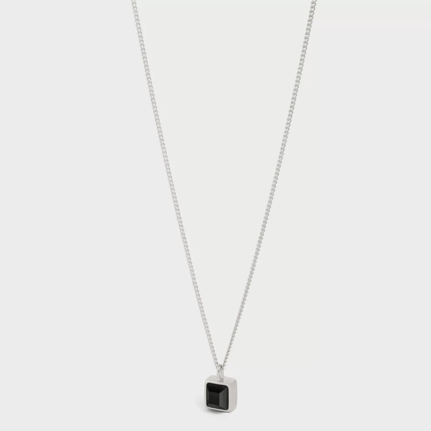 Cheap CELINE Aiguise Necklace in Sterling Silver with Rhodium finish and Onyx Silver/Onyx