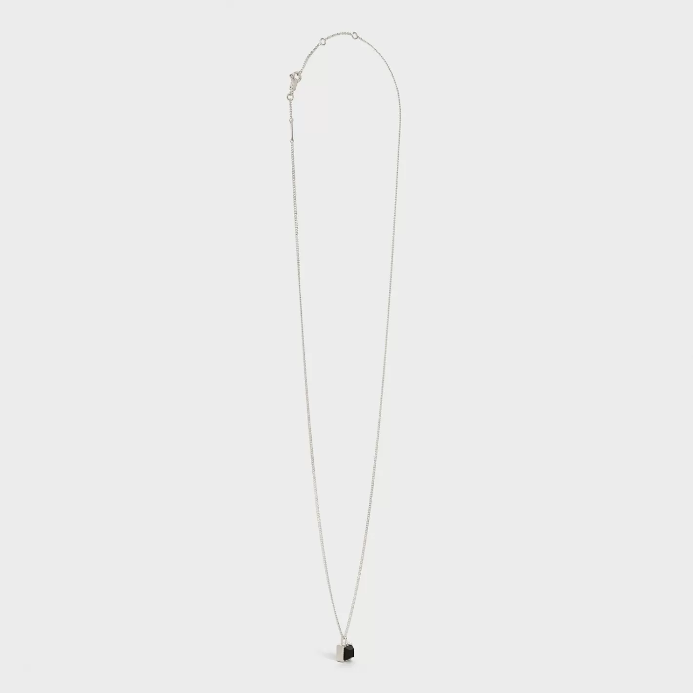 Cheap CELINE Aiguise Necklace in Sterling Silver with Rhodium finish and Onyx Silver/Onyx
