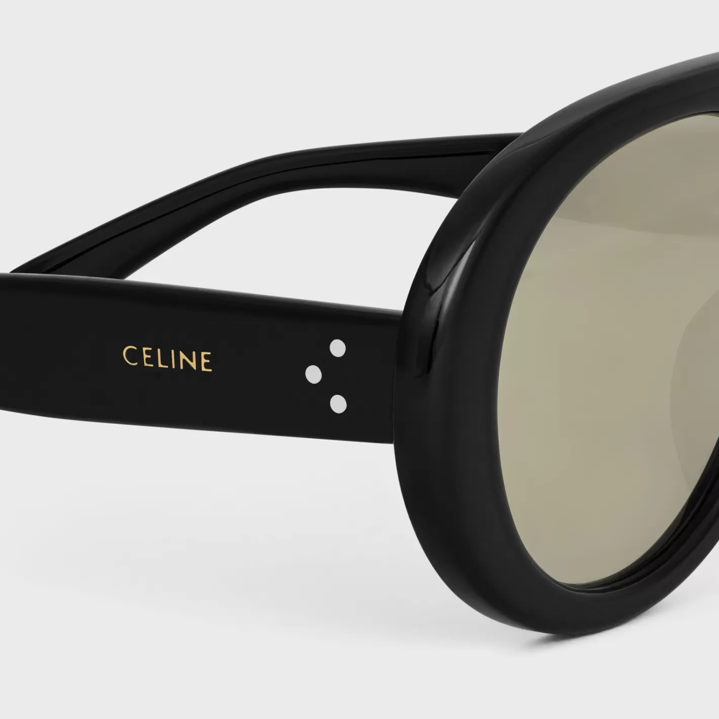 Shop CELINE Aviator S300 Sunglasses in Acetate with Mirror Lenses BLACK