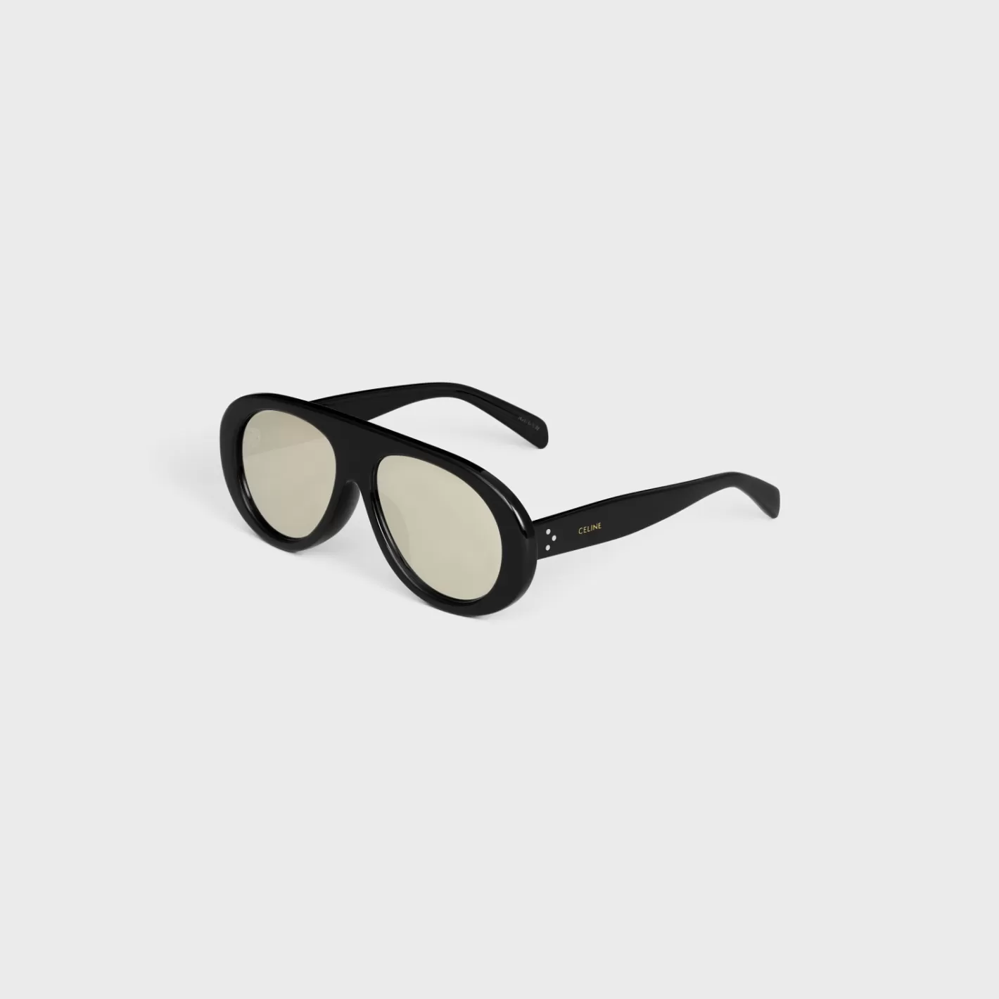 Shop CELINE Aviator S300 Sunglasses in Acetate with Mirror Lenses BLACK