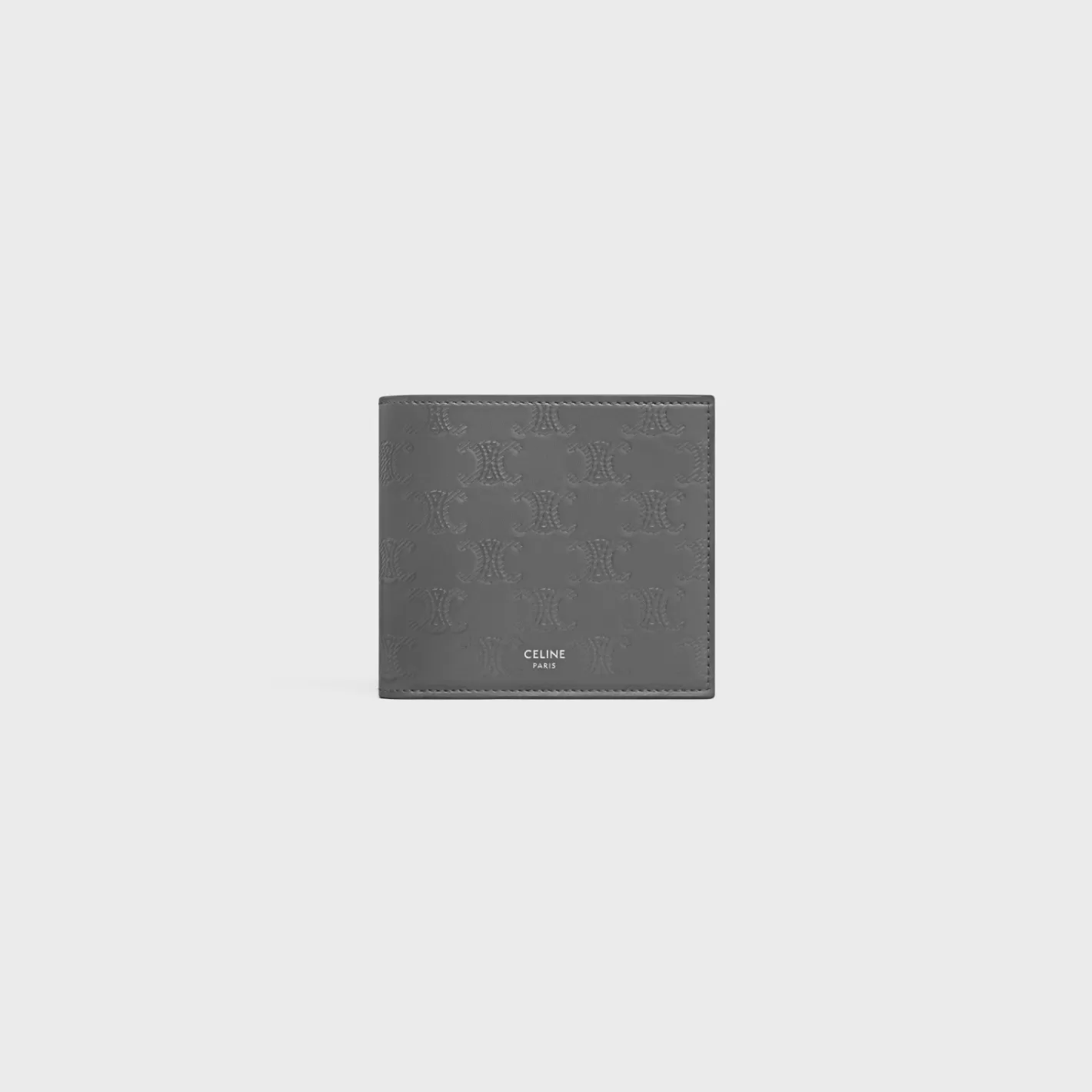 Best CELINE Bi-fold Wallet with Coin Compartment in Calfskin with triomphe embossed ANTHRACITE