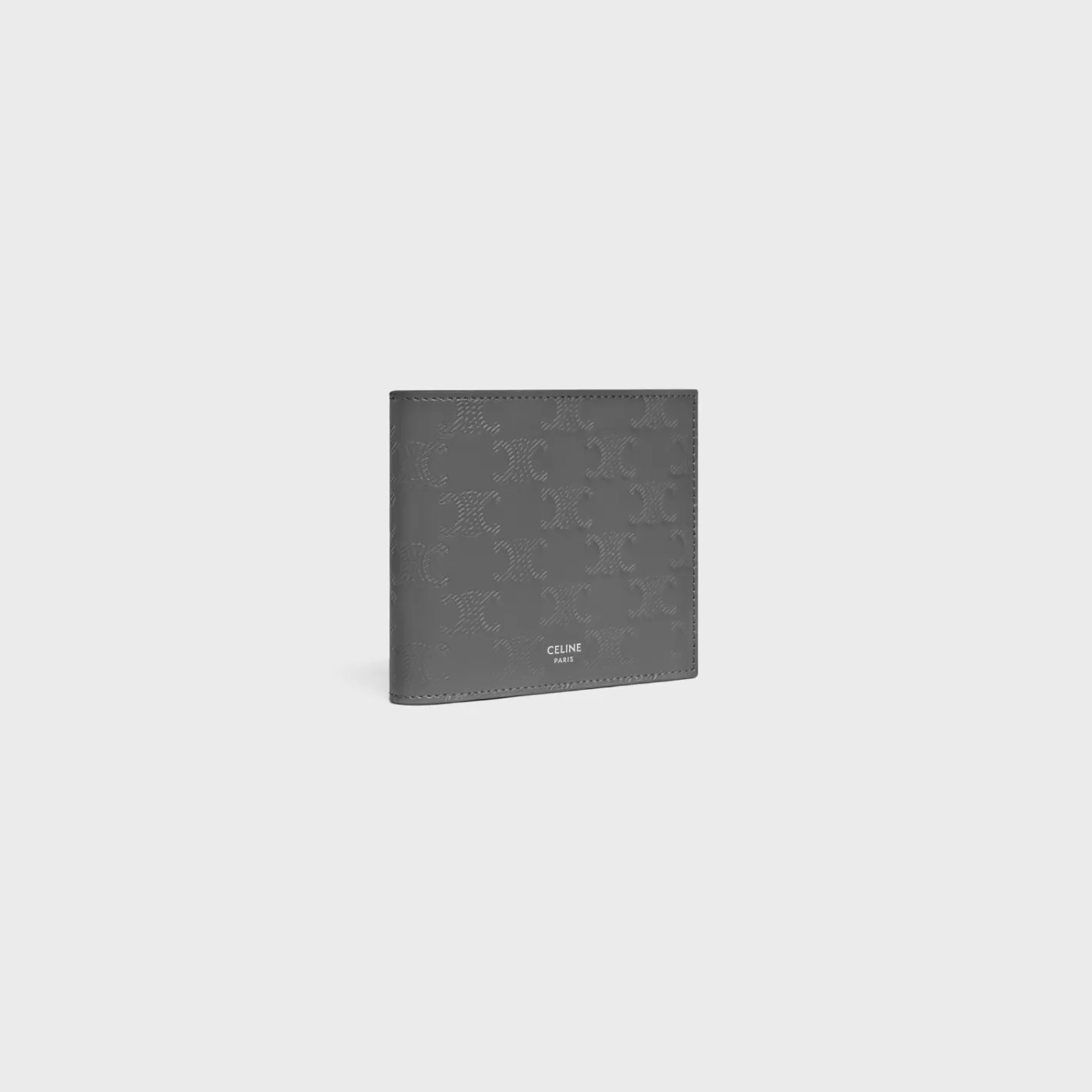 Best CELINE Bi-fold Wallet with Coin Compartment in Calfskin with triomphe embossed ANTHRACITE