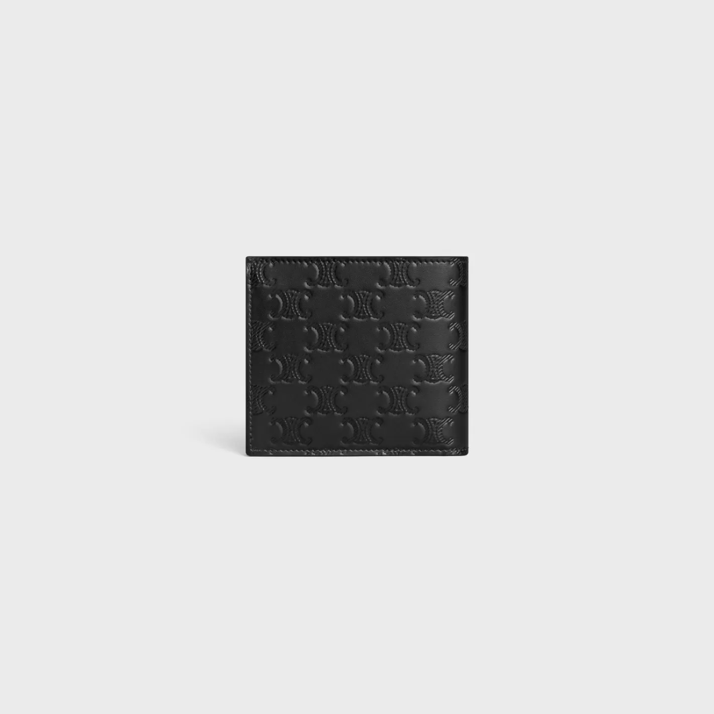 Cheap CELINE Bi-fold Wallet with Coin Compartment in Calfskin with triomphe embossed BLACK