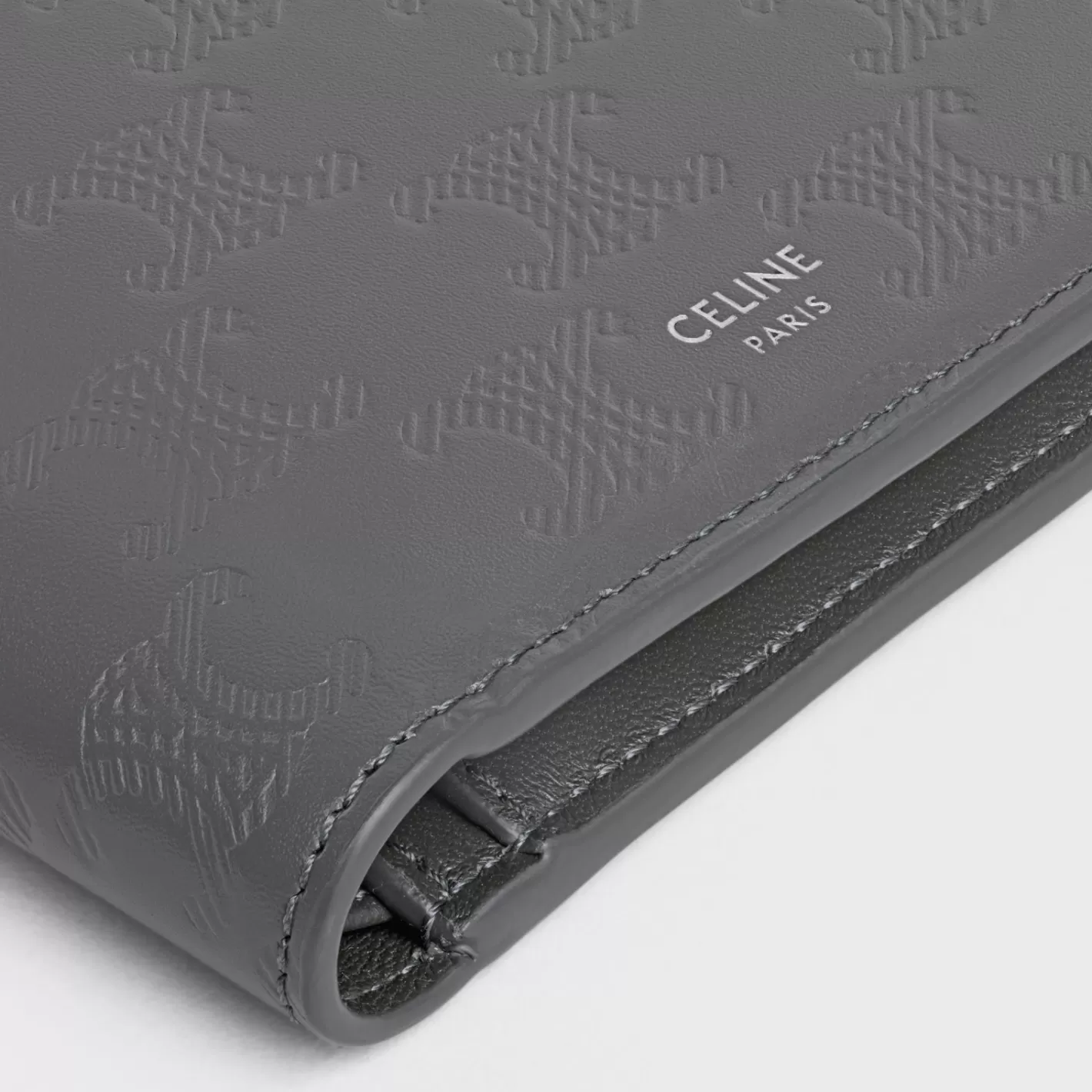 Best CELINE Bi-fold Wallet with Coin Compartment in Calfskin with triomphe embossed ANTHRACITE