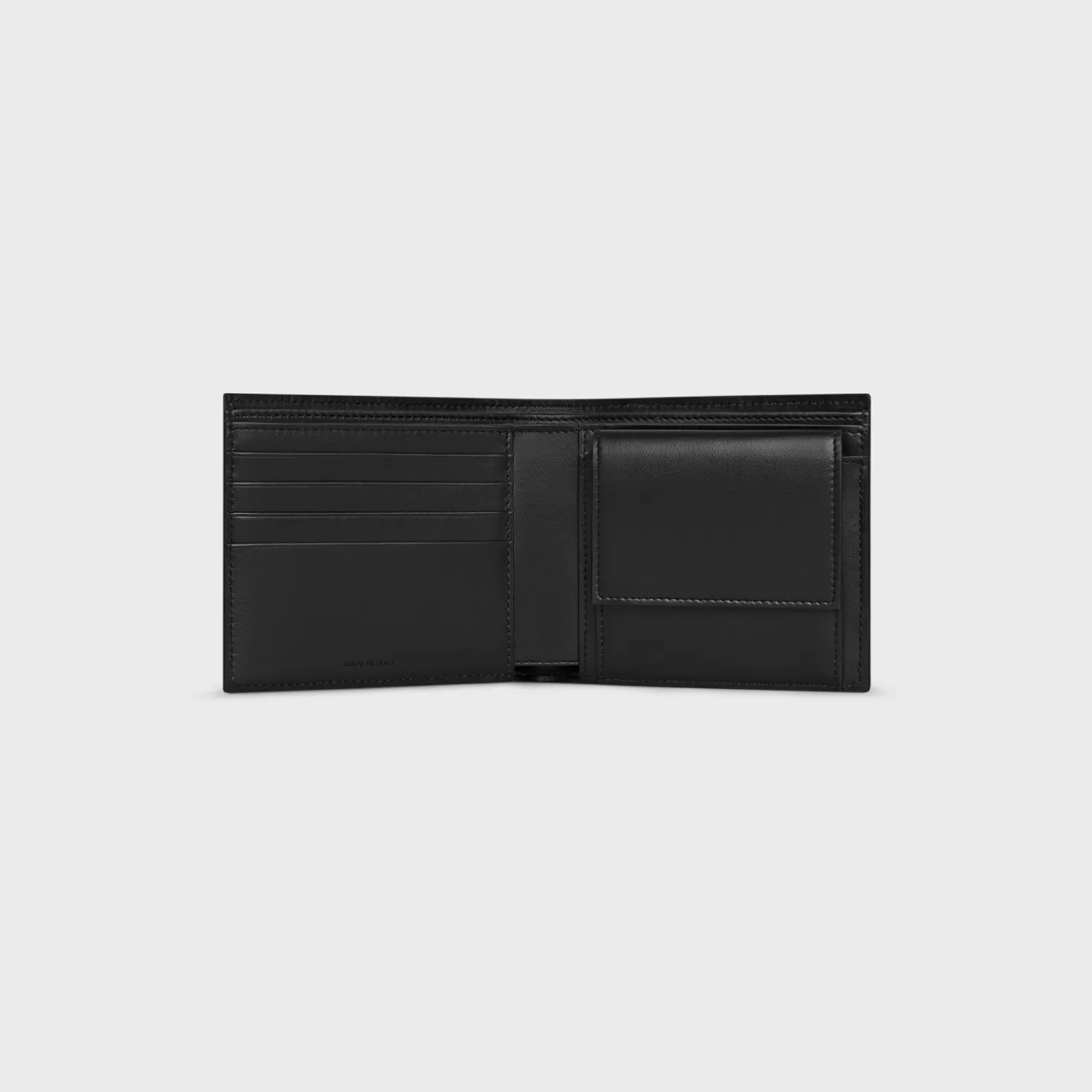Cheap CELINE Bi-fold Wallet with Coin Compartment in Calfskin with triomphe embossed BLACK