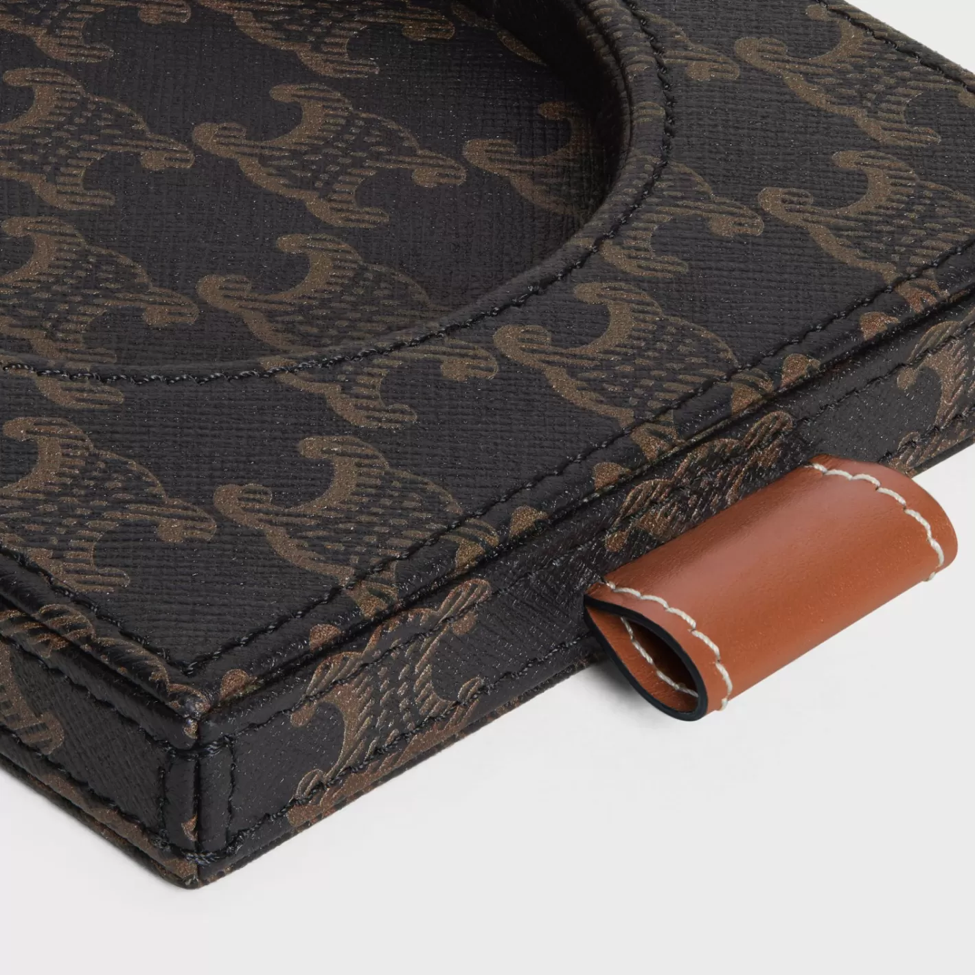 Best Sale CELINE CANDLE TRAY IN NAPPA LAMBSKIN WITH TRIOMPHE CANVAS PRINT AND CALFSKIN BLACK/TAN