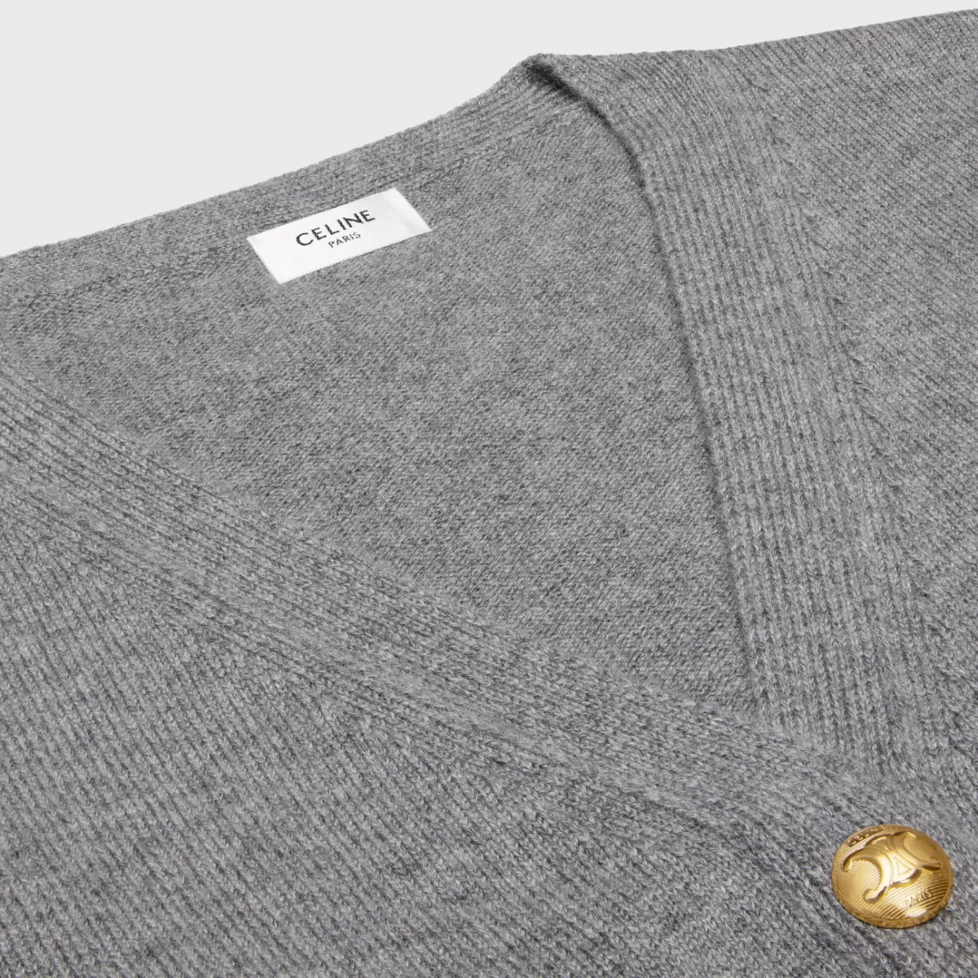 Fashion CELINE cardigan with gourmettes in heritage cashmere GREY