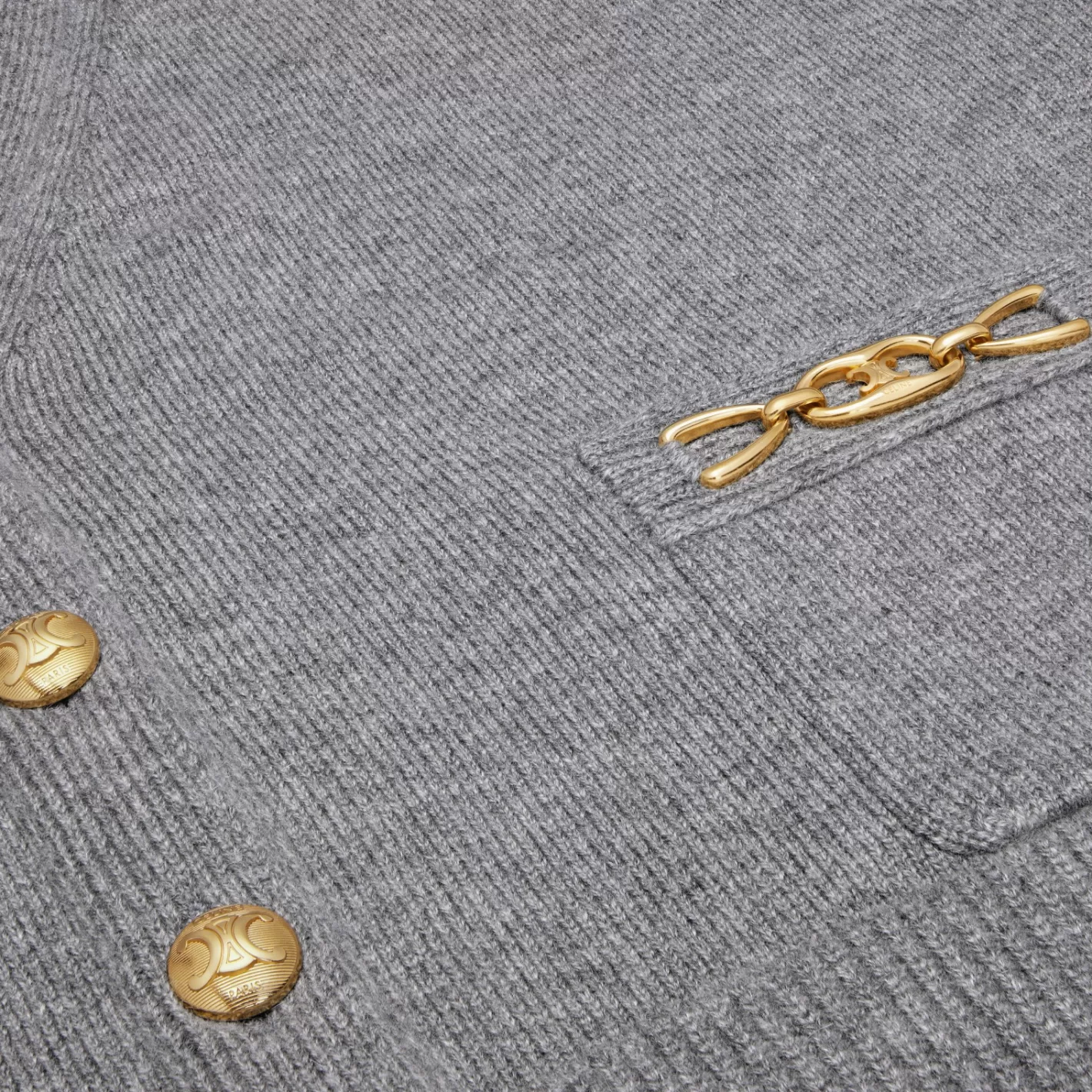 Fashion CELINE cardigan with gourmettes in heritage cashmere GREY