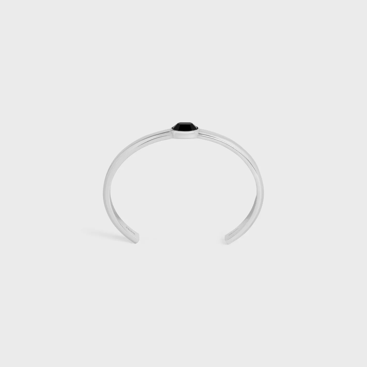 Best CELINE Bevelled Cuff in Onyx and Sterling Silver with Rhodium finish BLACK/SILVER