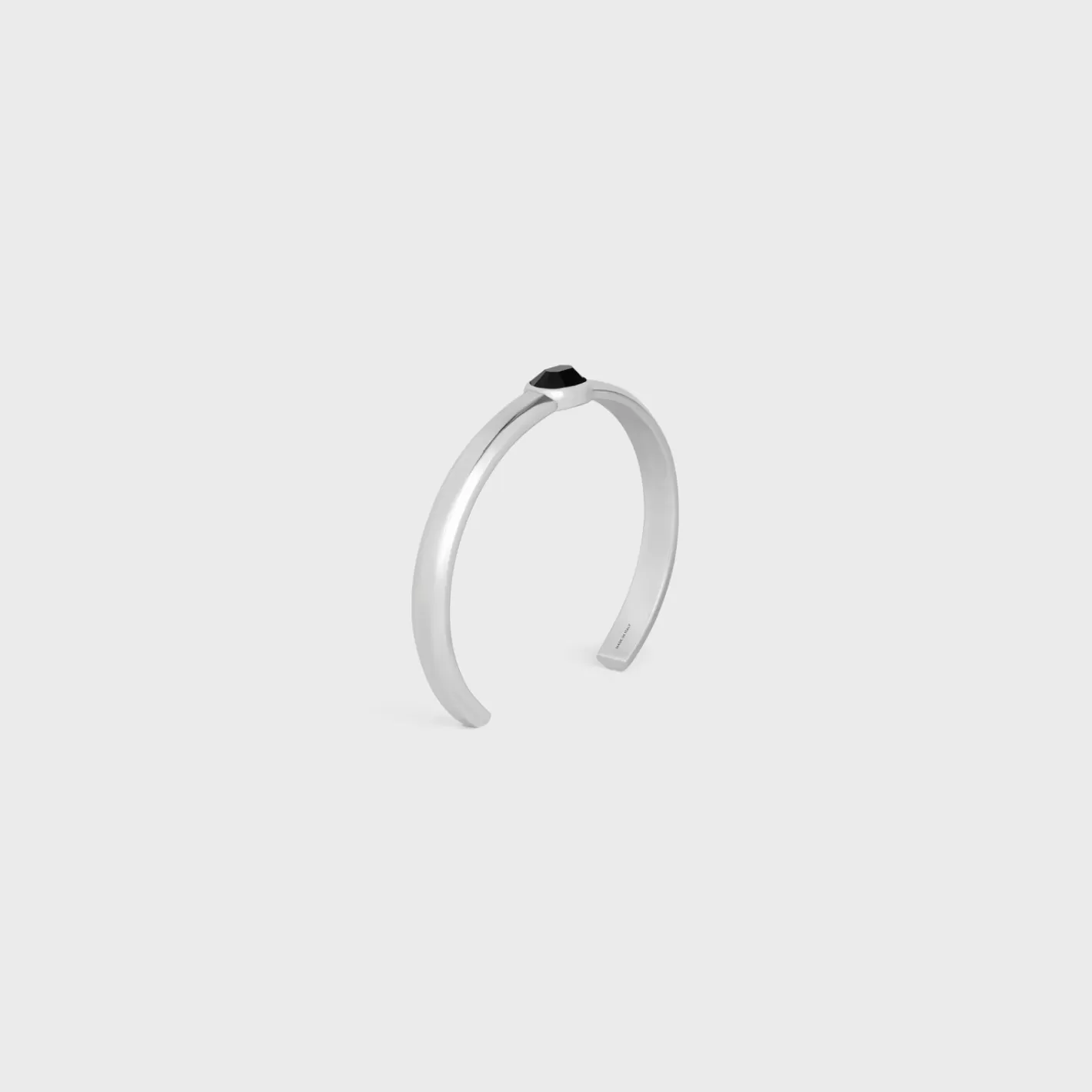 Best CELINE Bevelled Cuff in Onyx and Sterling Silver with Rhodium finish BLACK/SILVER