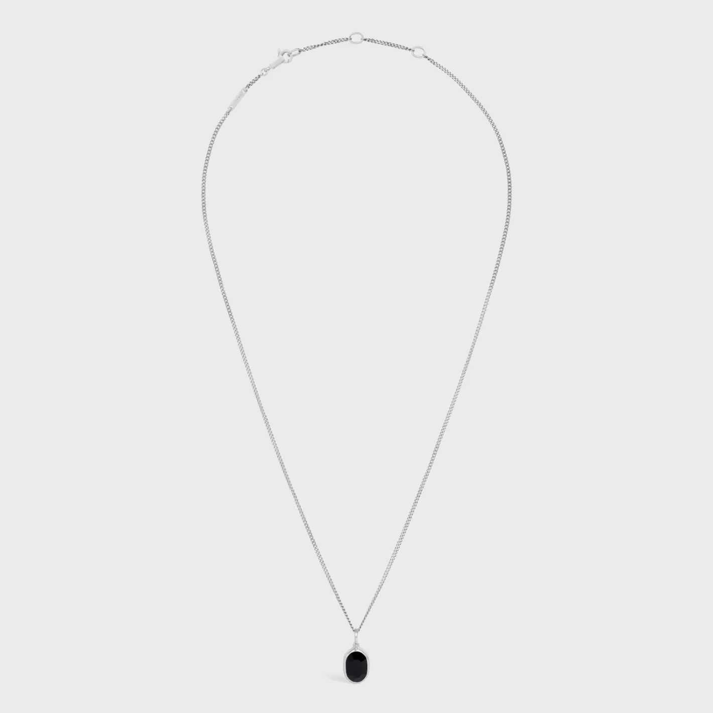 Hot CELINE Bevelled Necklace in Onyx and Sterling Silver with Rhodium finish BLACK/SILVER