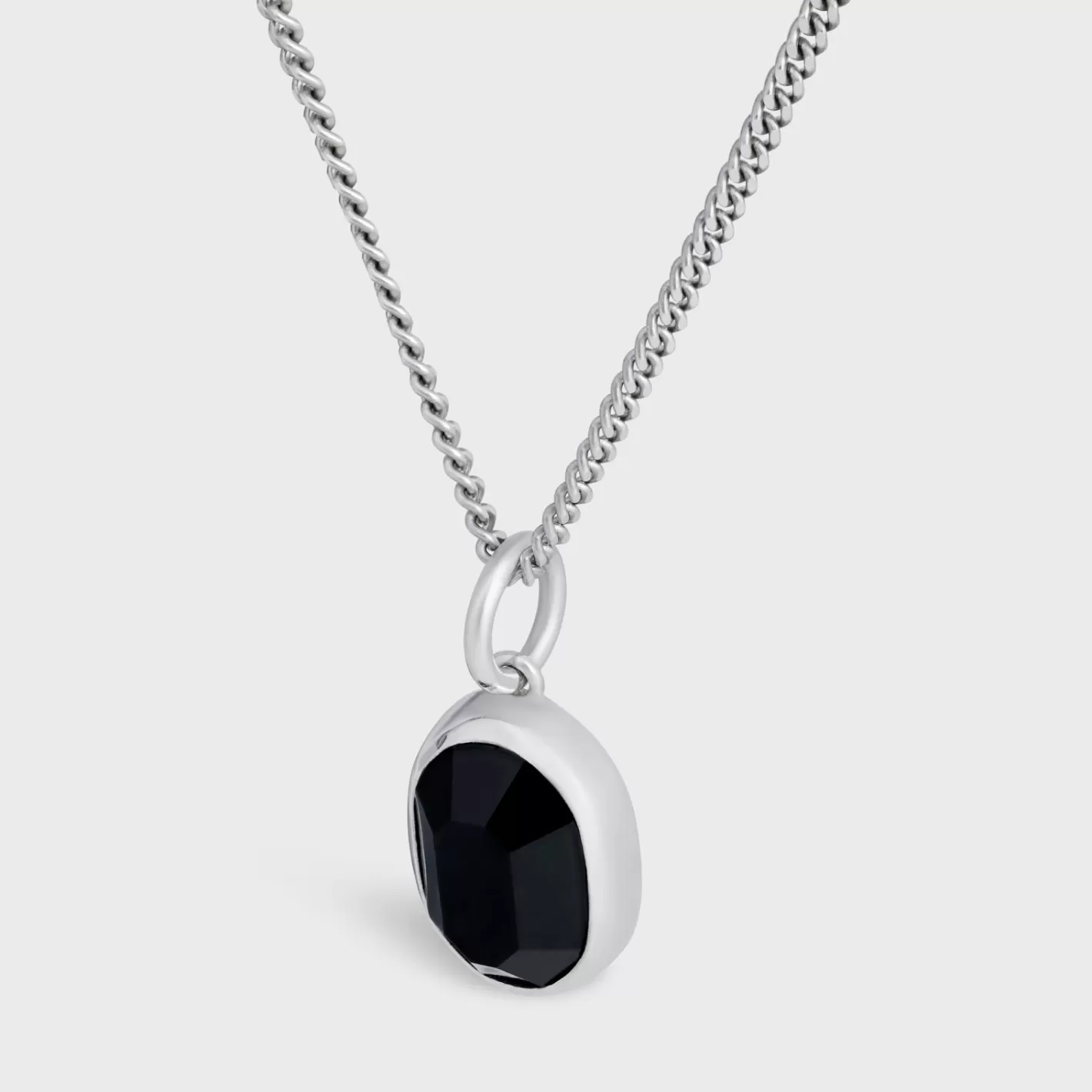 Hot CELINE Bevelled Necklace in Onyx and Sterling Silver with Rhodium finish BLACK/SILVER