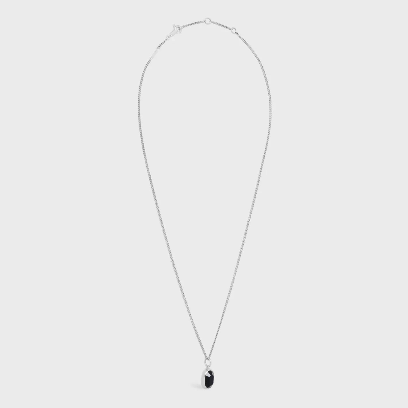 Hot CELINE Bevelled Necklace in Onyx and Sterling Silver with Rhodium finish BLACK/SILVER