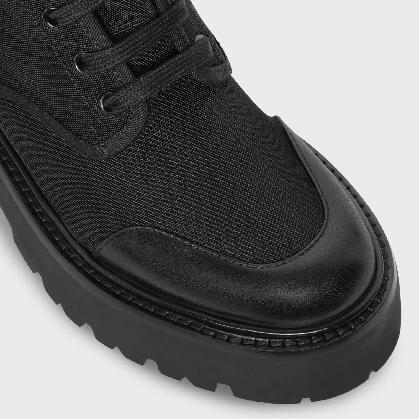 Discount CELINE BULKY LACED UP BOOT in NYLON AND SHINY BULL BLACK