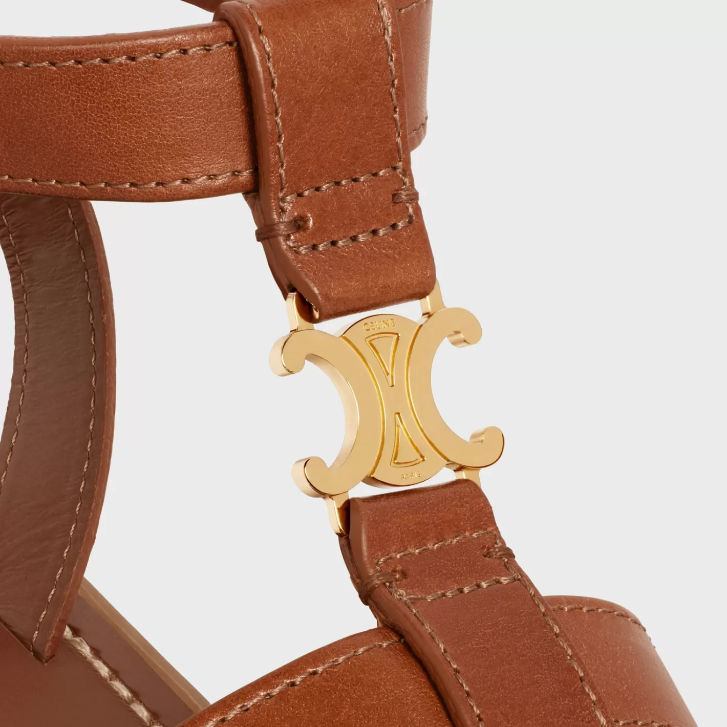 Clearance CELINE CLEA TRIOMPHE GLADIATOR SANDAL in CALFSKIN - VEGETAL NING TAN