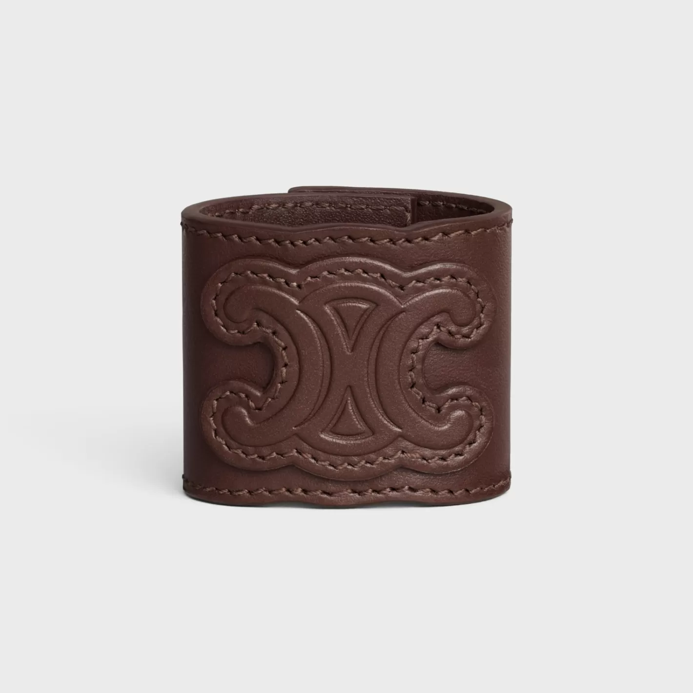 Outlet CELINE Hair Cuff in Calfskin and Brass with Gold Finish GOLD/CHESTNUT