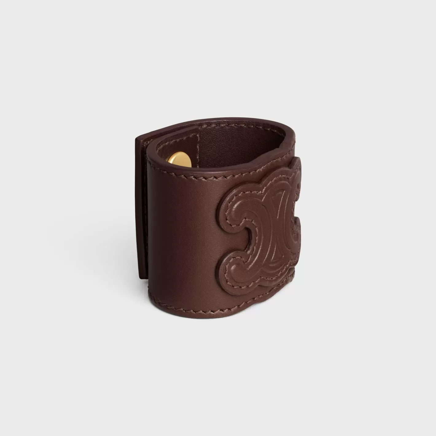 Outlet CELINE Hair Cuff in Calfskin and Brass with Gold Finish GOLD/CHESTNUT