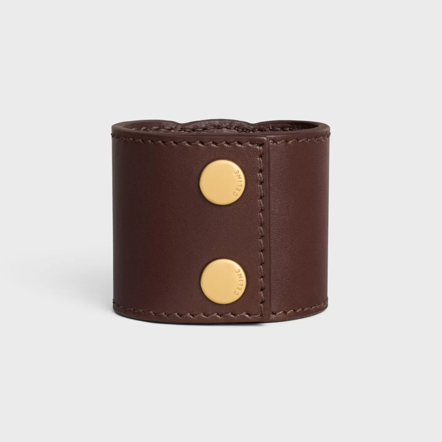 Outlet CELINE Hair Cuff in Calfskin and Brass with Gold Finish GOLD/CHESTNUT