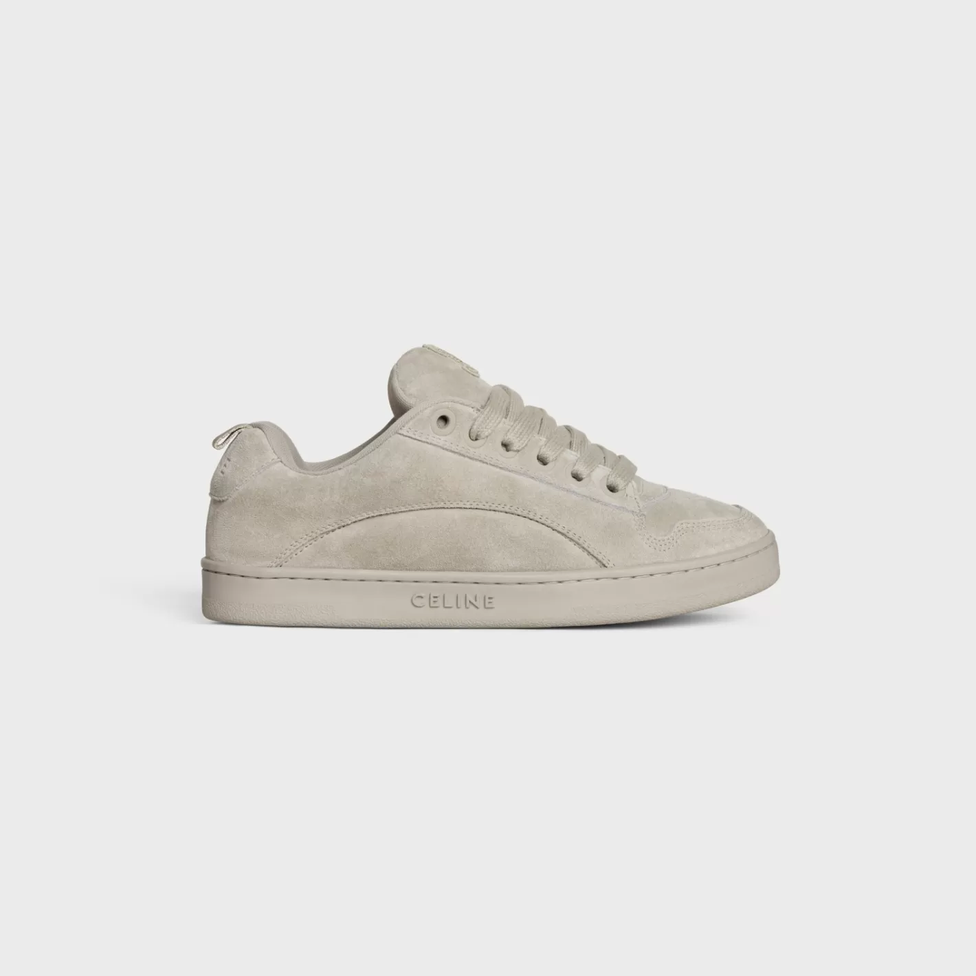 Best CELINE HUNTINGTON LOW LACE-UP SNEAKER in SUEDE CALFSKIN AND MESH GREGE