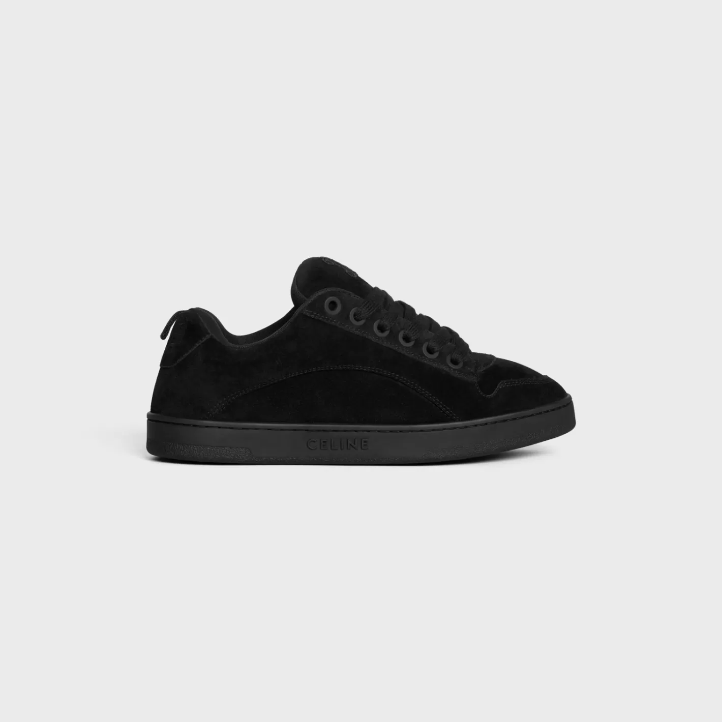 New CELINE HUNTINGTON LOW LACE-UP SNEAKER in SUEDE CALFSKIN AND MESH BLACK