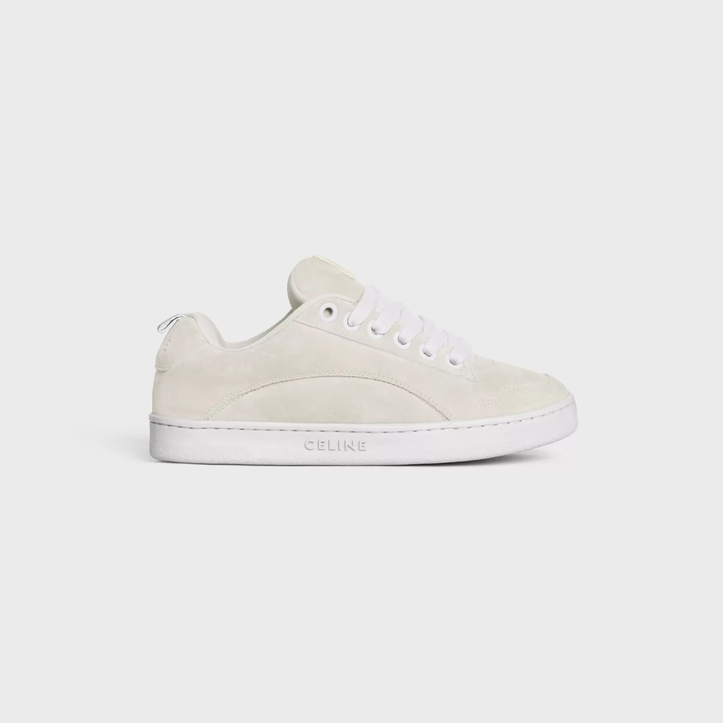 Fashion CELINE HUNTINGTON LOW LACE-UP SNEAKER in SUEDE CALFSKIN AND MESH OPTICWHITE