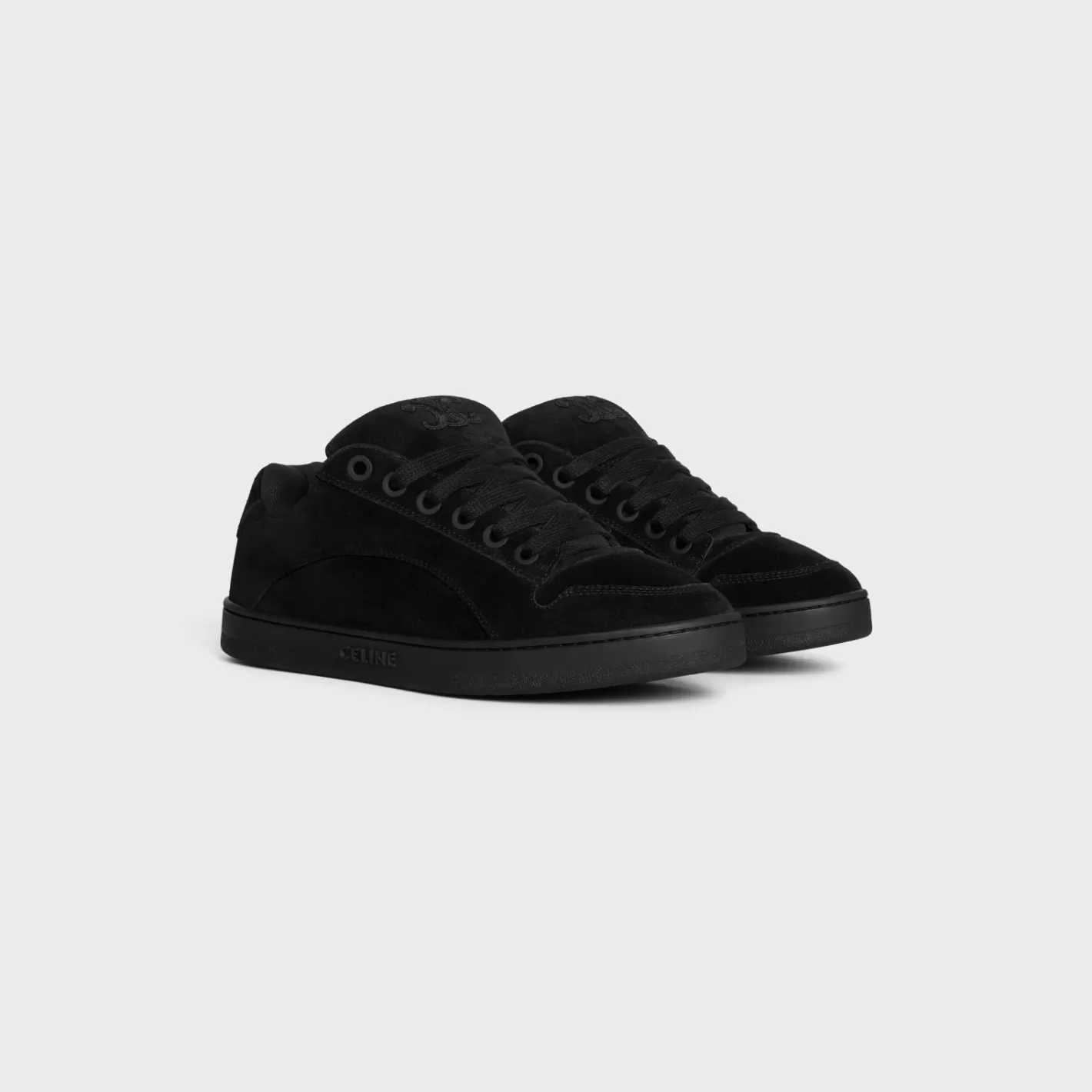 New CELINE HUNTINGTON LOW LACE-UP SNEAKER in SUEDE CALFSKIN AND MESH BLACK