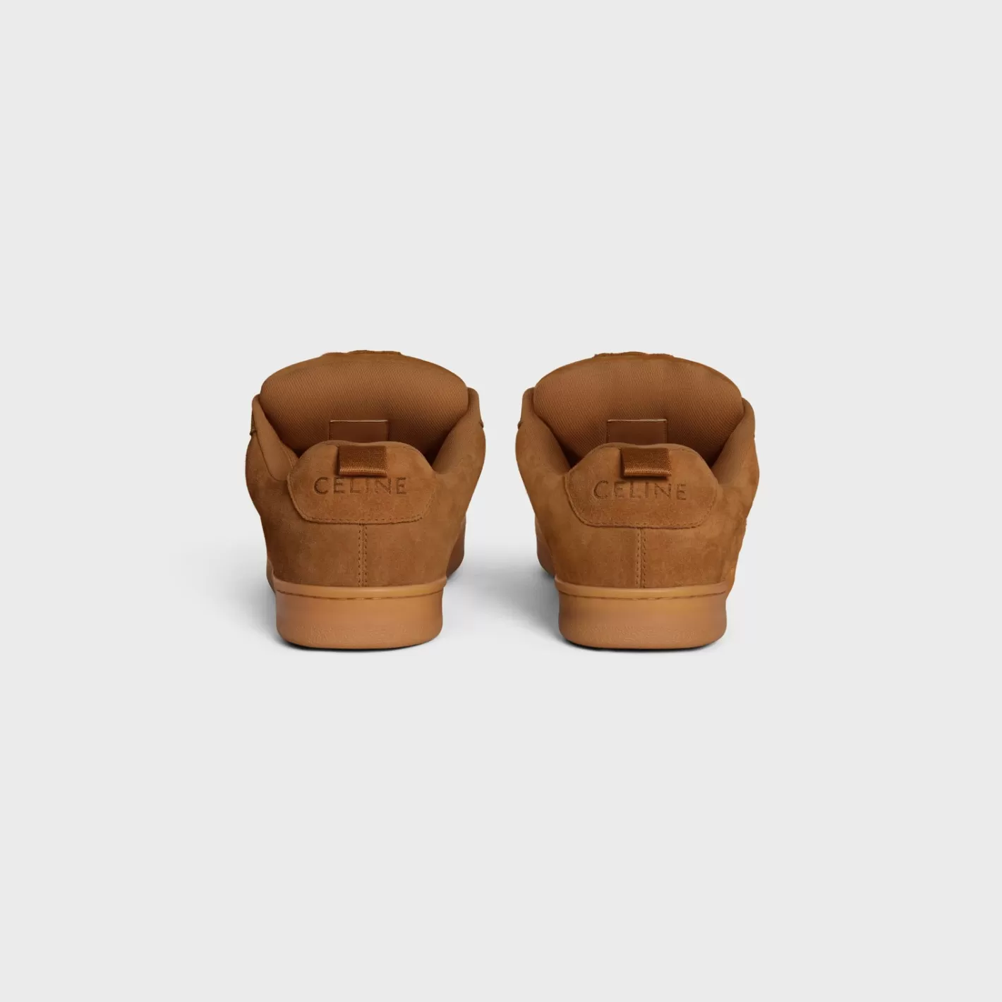 Online CELINE HUNTINGTON LOW LACE-UP SNEAKER in SUEDE CALFSKIN AND MESH TAN