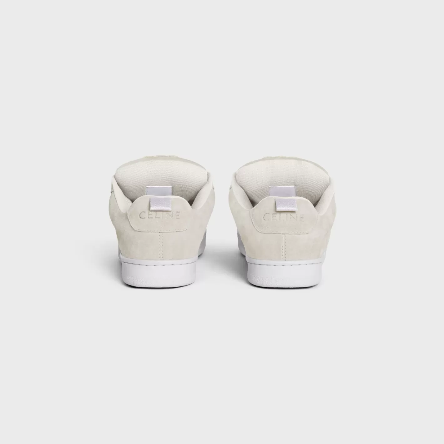 Fashion CELINE HUNTINGTON LOW LACE-UP SNEAKER in SUEDE CALFSKIN AND MESH OPTICWHITE