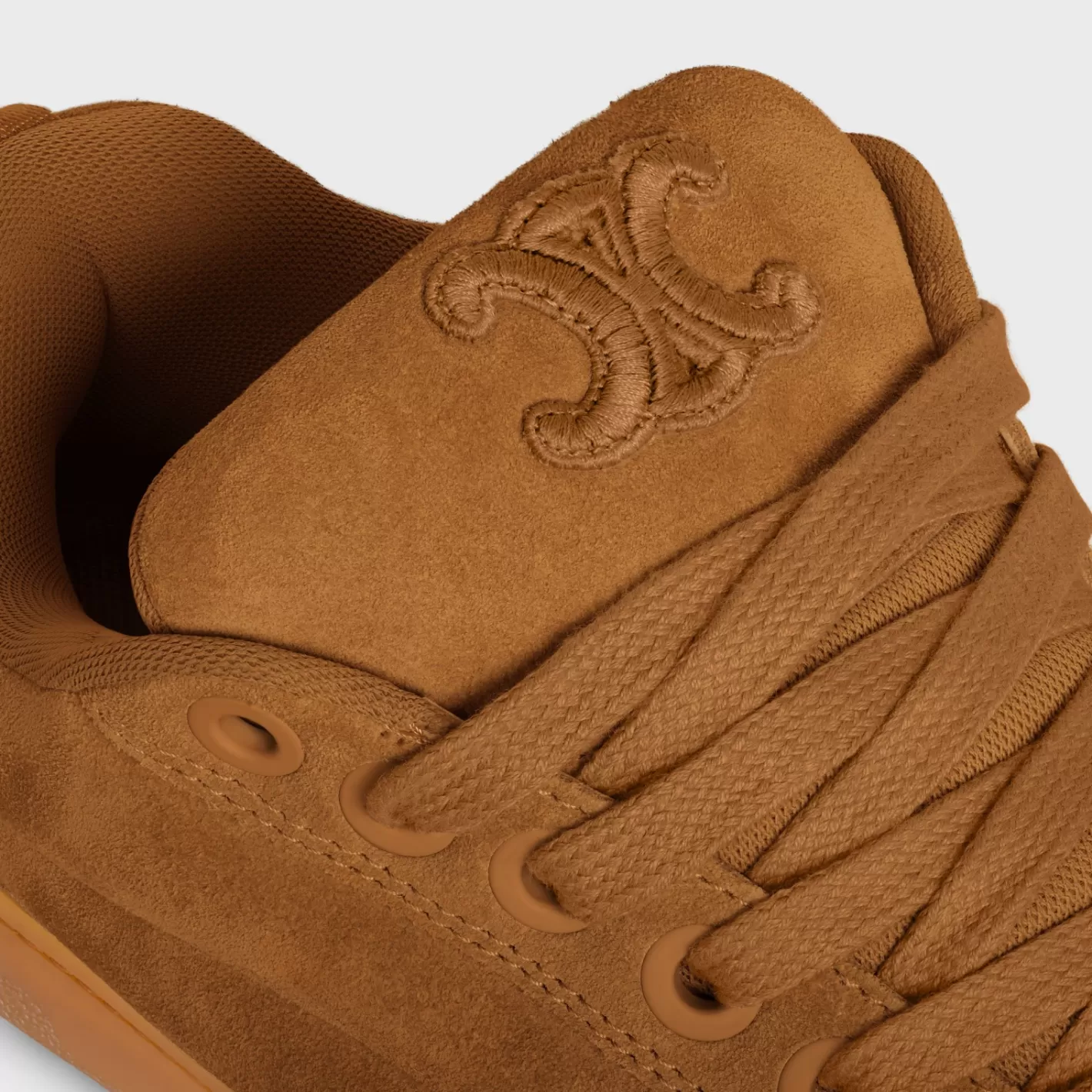 Online CELINE HUNTINGTON LOW LACE-UP SNEAKER in SUEDE CALFSKIN AND MESH TAN