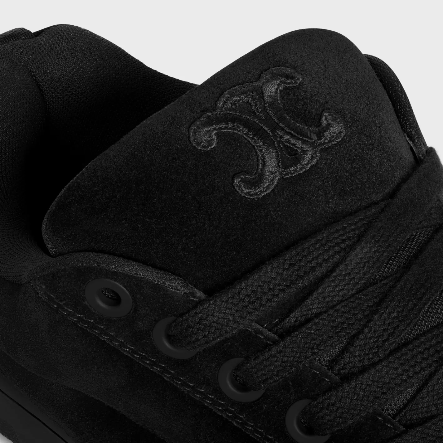 New CELINE HUNTINGTON LOW LACE-UP SNEAKER in SUEDE CALFSKIN AND MESH BLACK
