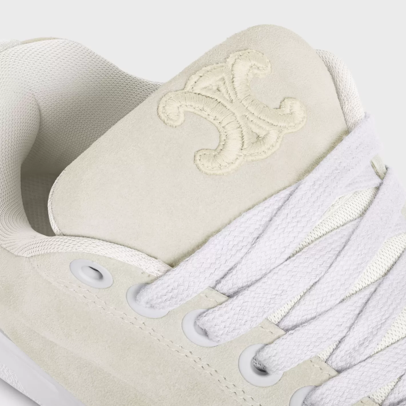 Fashion CELINE HUNTINGTON LOW LACE-UP SNEAKER in SUEDE CALFSKIN AND MESH OPTICWHITE