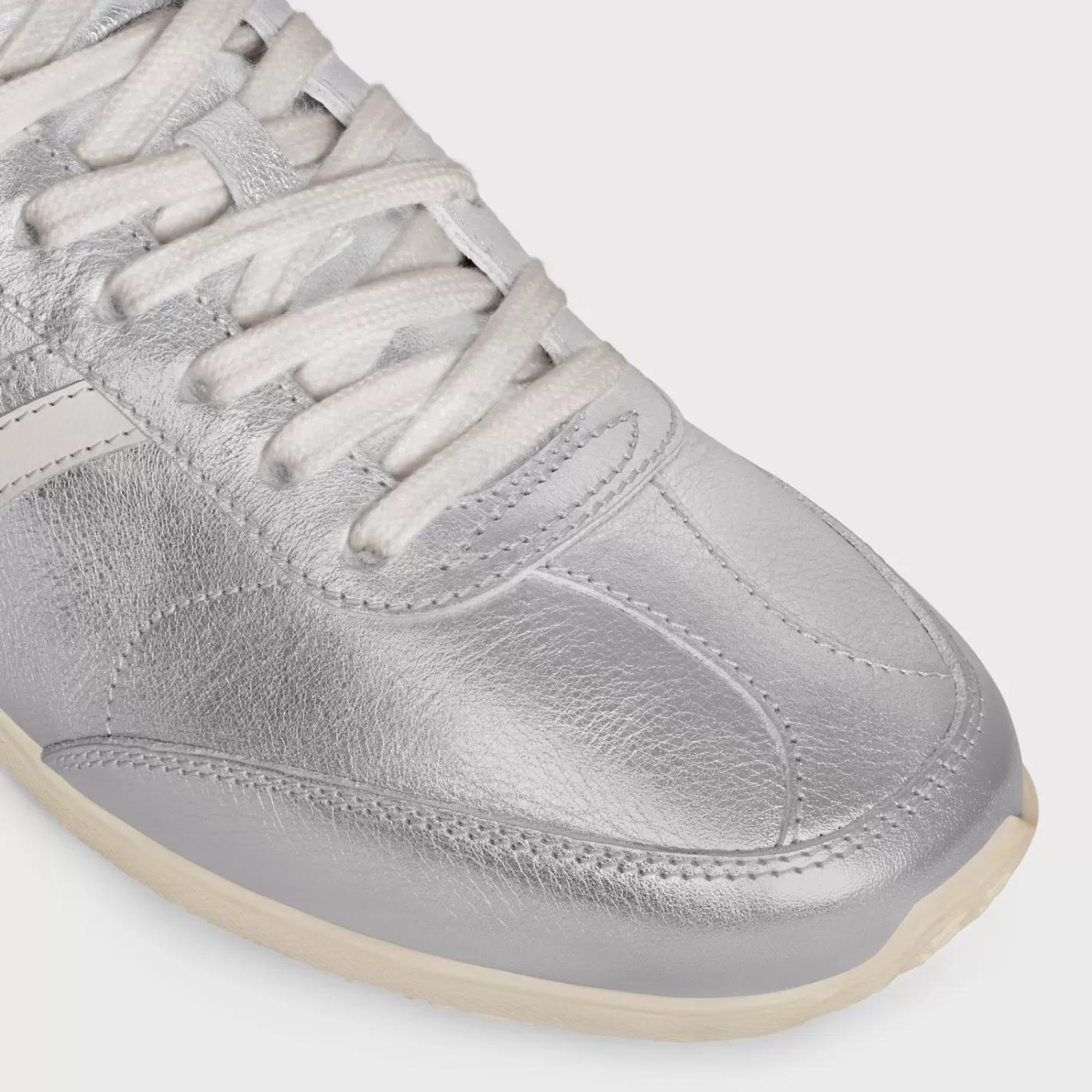 Sale CELINE JOGGER LOW LACE-UP SNEAKER in LAMINATED CALFSKIN AND CALFSKIN SILVER/OPTICWHITE