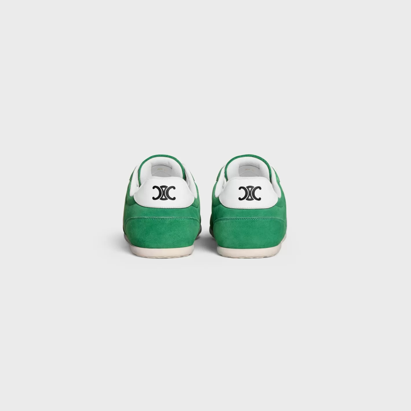Clearance CELINE JOGGER LOW LACE-UP SNEAKER WITH TRIOMPHE in SUEDE CALFSKIN AND CALFSKIN GREEN/OPTICWHITE