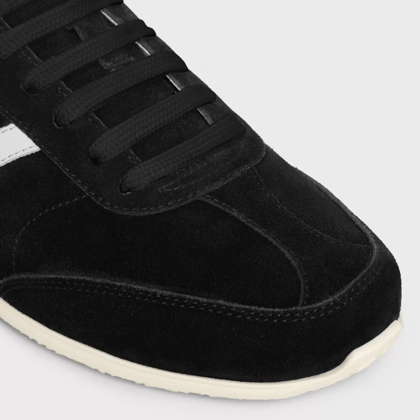 Clearance CELINE JOGGER LOW LACE-UP SNEAKER WITH TRIOMPHE in SUEDE CALFSKIN AND CALFSKIN BLACK/OPTICWHITE
