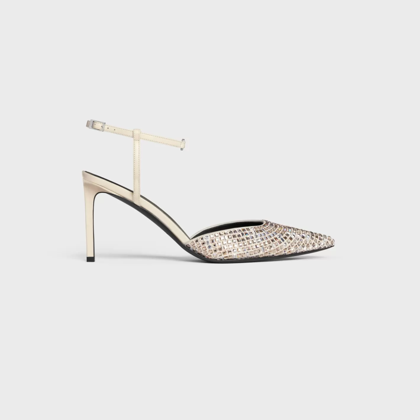 Cheap CELINE KITTEN STRAP PUMP in SUEDE GOATSKIN WITH STRASS & LAMBSKIN MILK