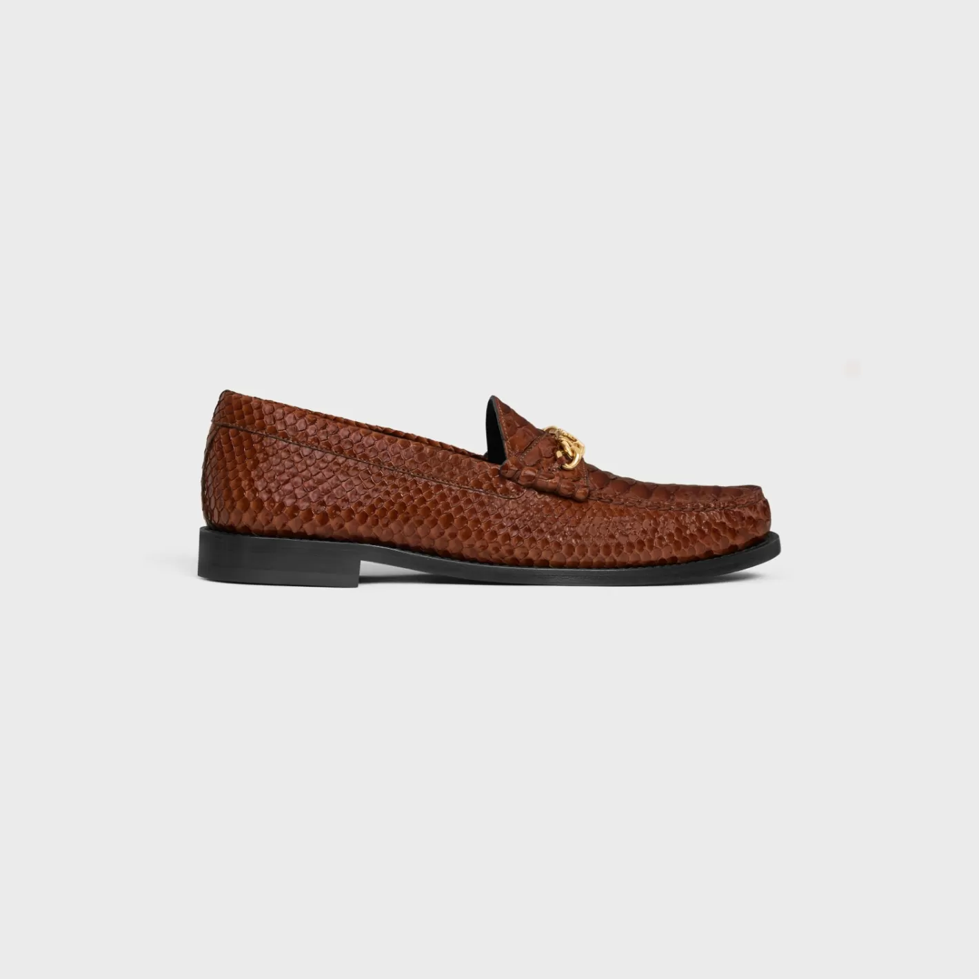 Fashion CELINE LUCO TRIOMPHE CHAIN LOAFER in PATENT PYTHON STAMPED CALFSKIN TECK