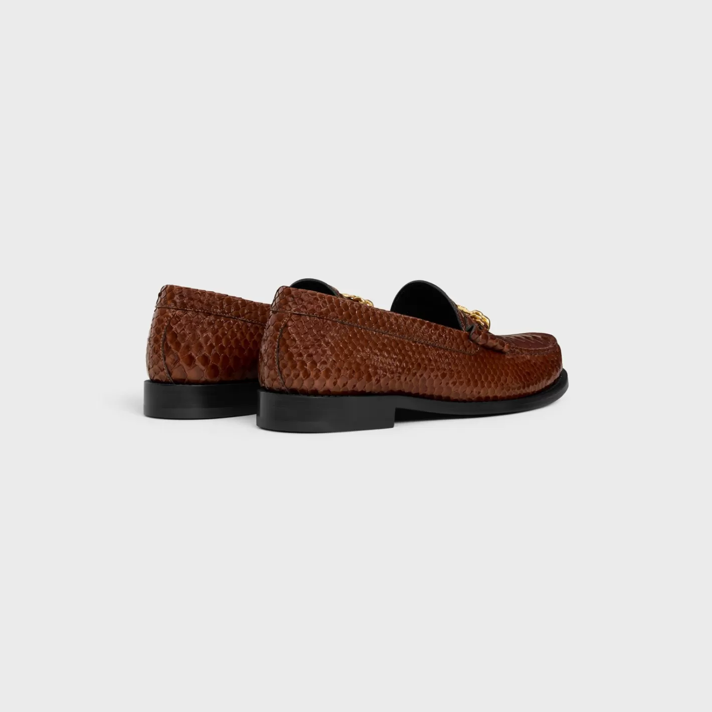 Fashion CELINE LUCO TRIOMPHE CHAIN LOAFER in PATENT PYTHON STAMPED CALFSKIN TECK