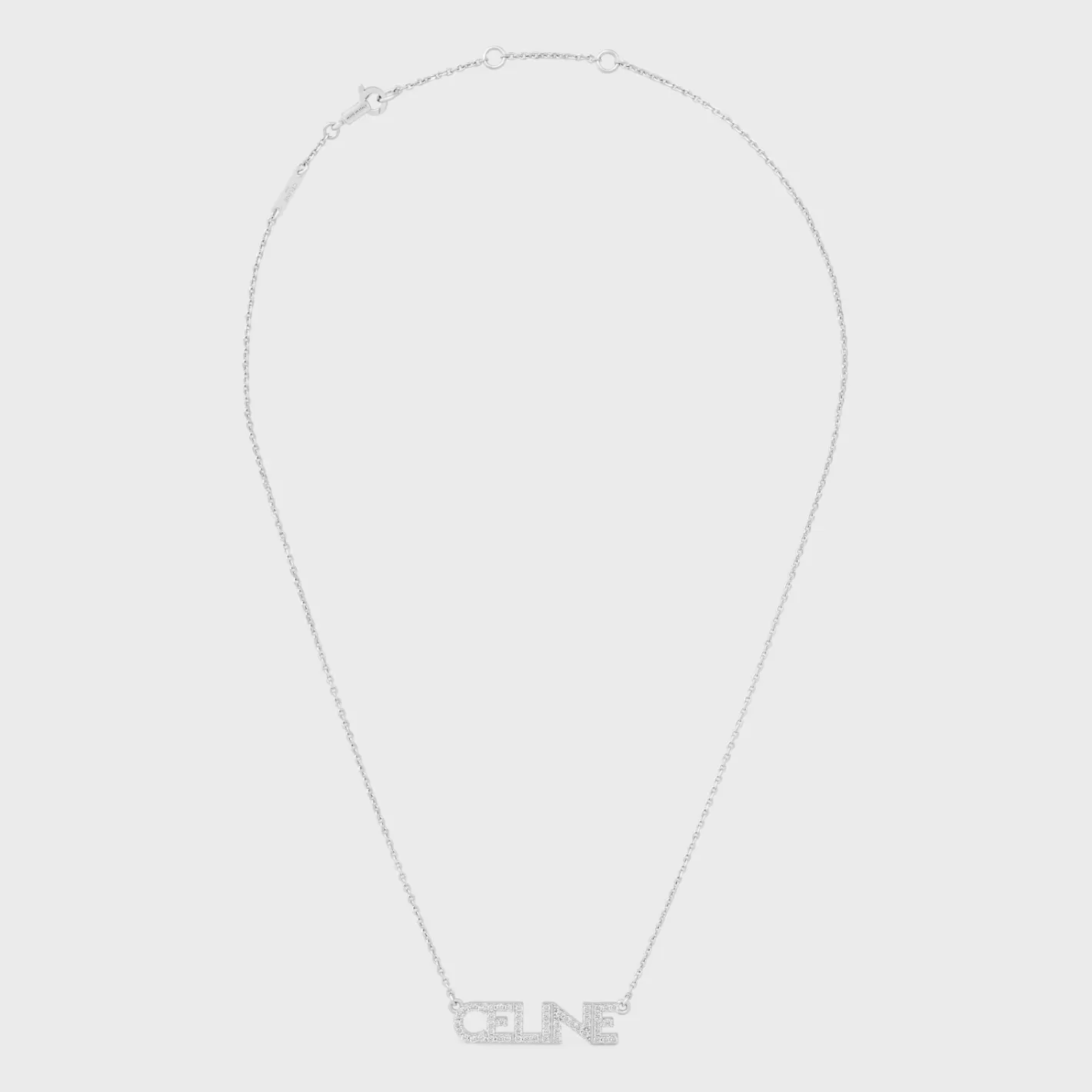 Online CELINE Monochroms Strass Necklace in Brass with Rhodium Finish and Crystals SILVER
