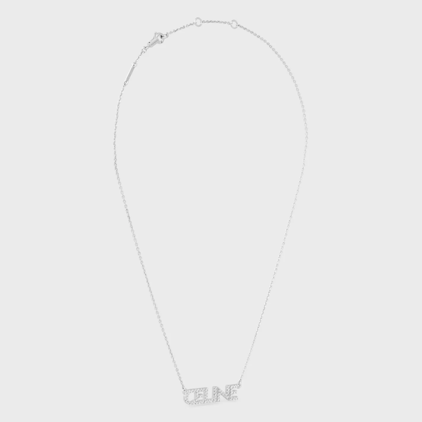 Online CELINE Monochroms Strass Necklace in Brass with Rhodium Finish and Crystals SILVER