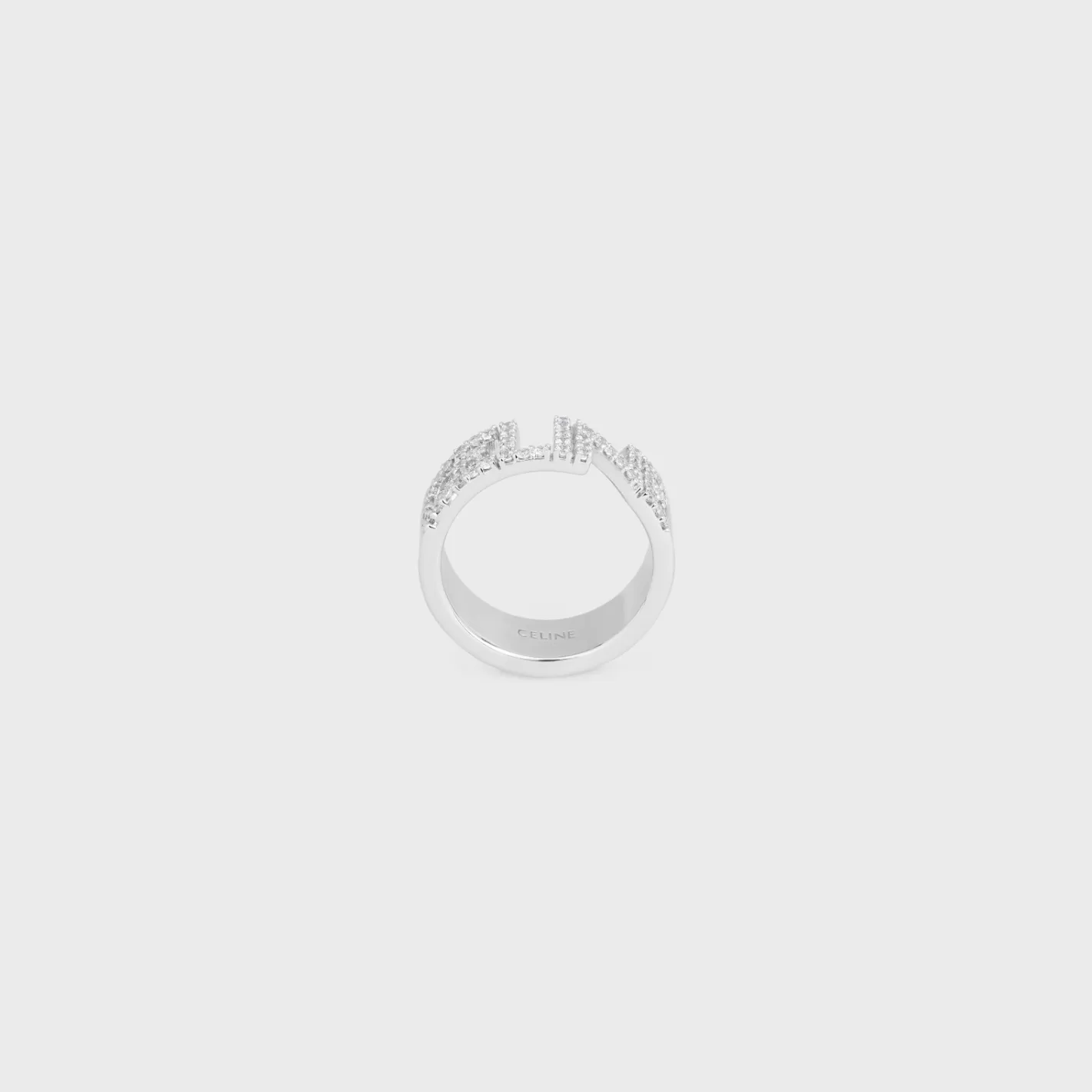Shop CELINE Monochroms Strass Ring in Brass with Rhodium Finish and Crystals SILVER
