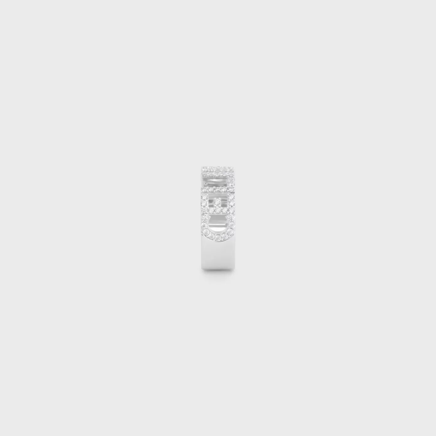 Shop CELINE Monochroms Strass Ring in Brass with Rhodium Finish and Crystals SILVER