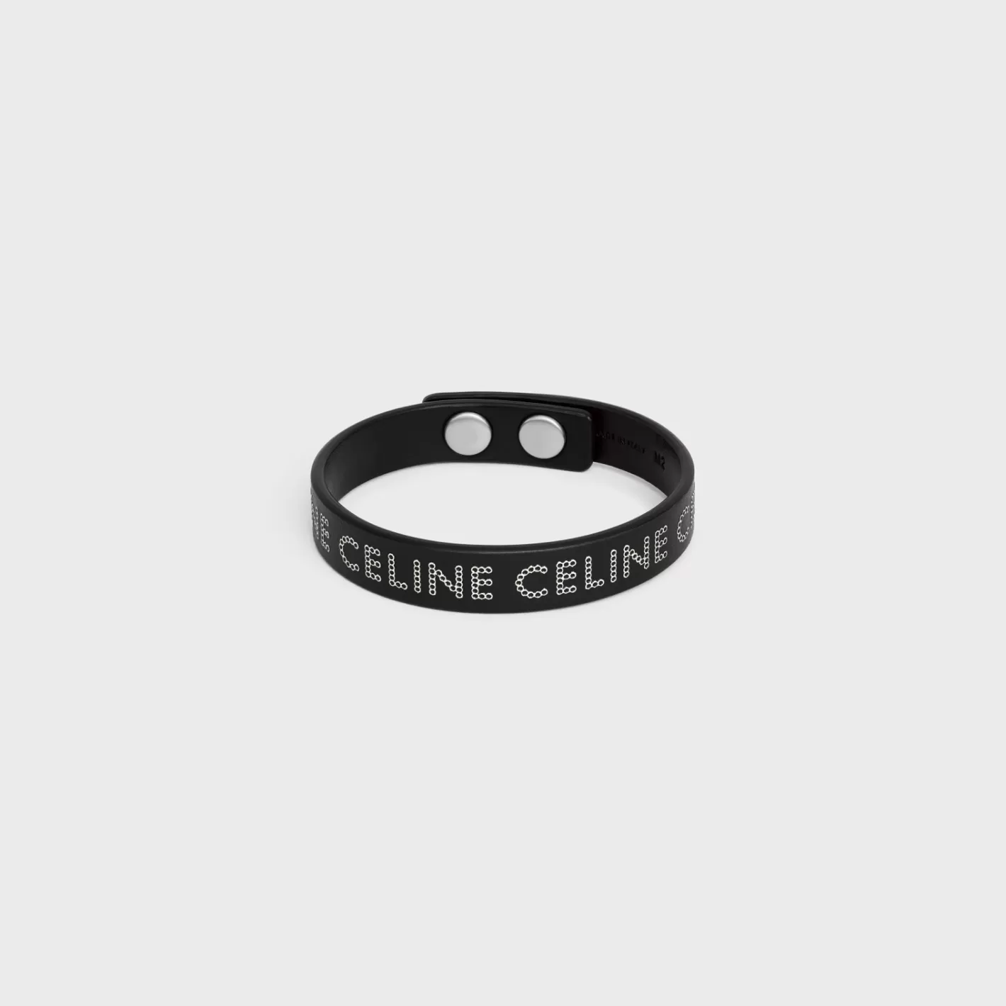 Sale CELINE Monochroms Studs Bracelet in Calfskin and Brass with Rhodium Finish BLACK/SILVER