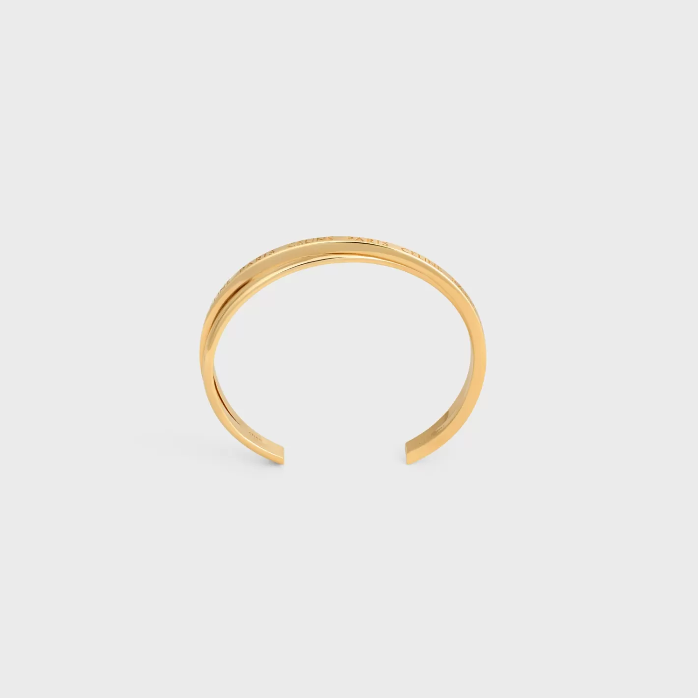 Cheap CELINE Paris Double Thin Cuff in Brass with Finish GOLD