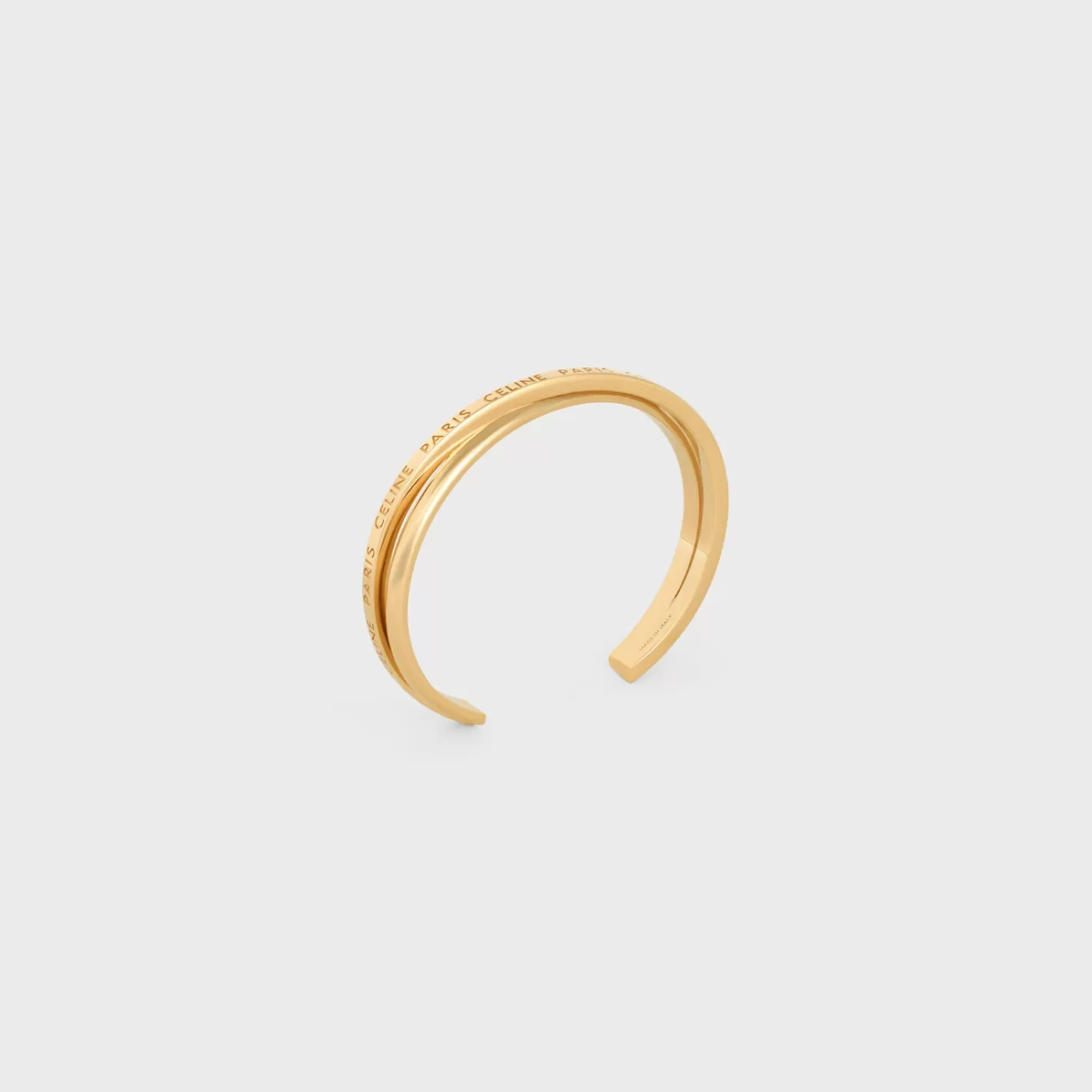 Cheap CELINE Paris Double Thin Cuff in Brass with Finish GOLD