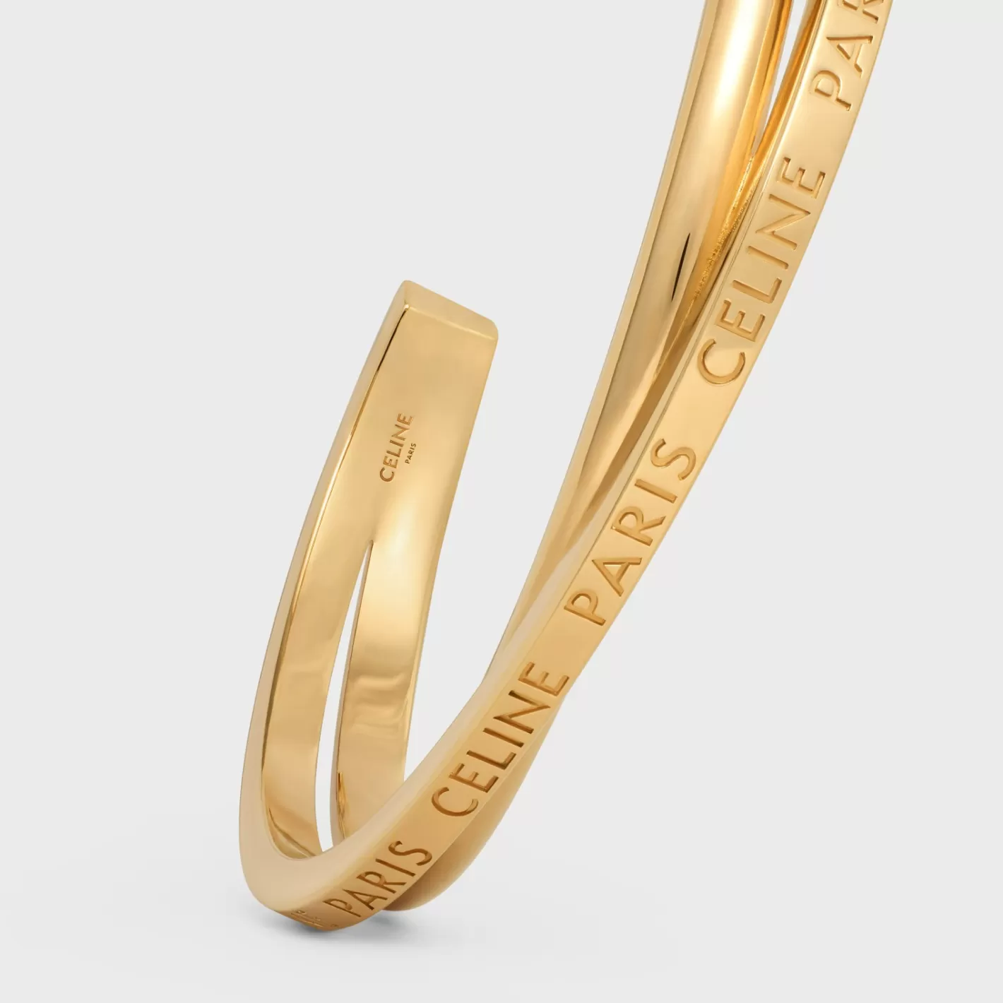 Cheap CELINE Paris Double Thin Cuff in Brass with Finish GOLD