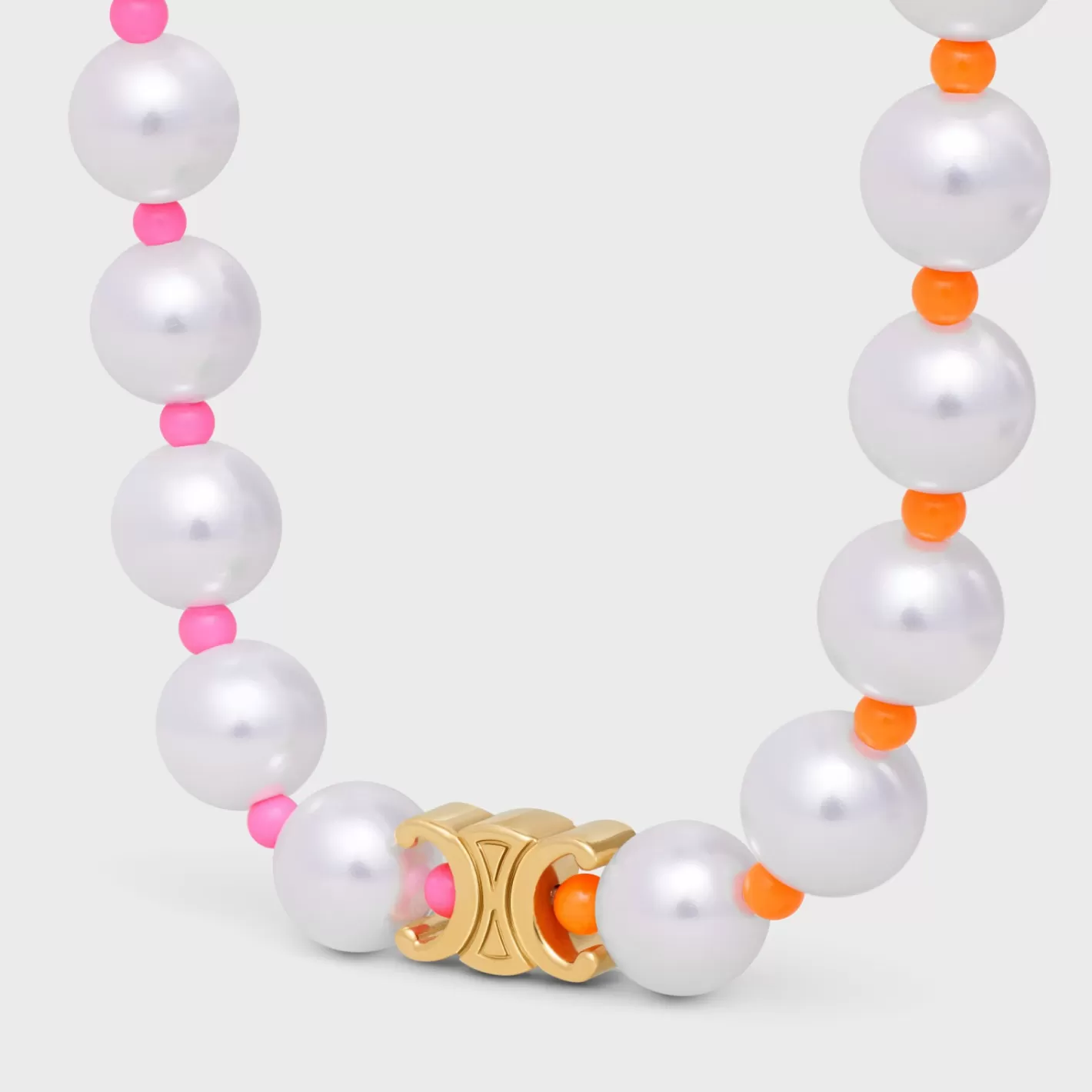 Shop CELINE Plage Pearl Bracelet in Brass with Gold Finish and Resin Pearls MULTICOLOR
