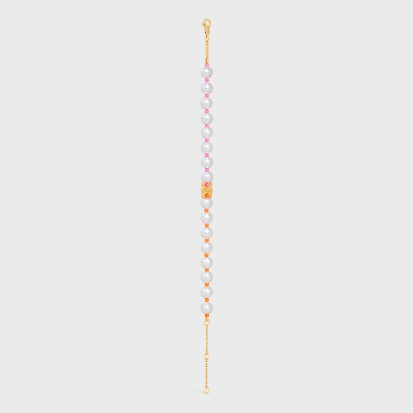Shop CELINE Plage Pearl Bracelet in Brass with Gold Finish and Resin Pearls MULTICOLOR