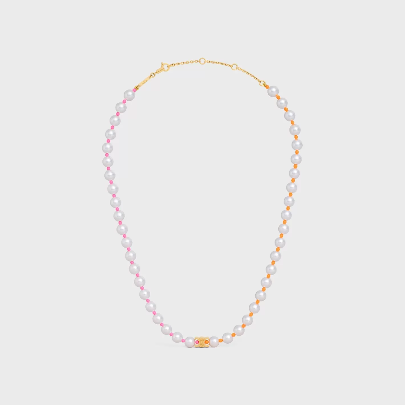 Online CELINE Plage Pearl Necklace in Brass with Gold Finish and Resin Pearls MULTICOLOR
