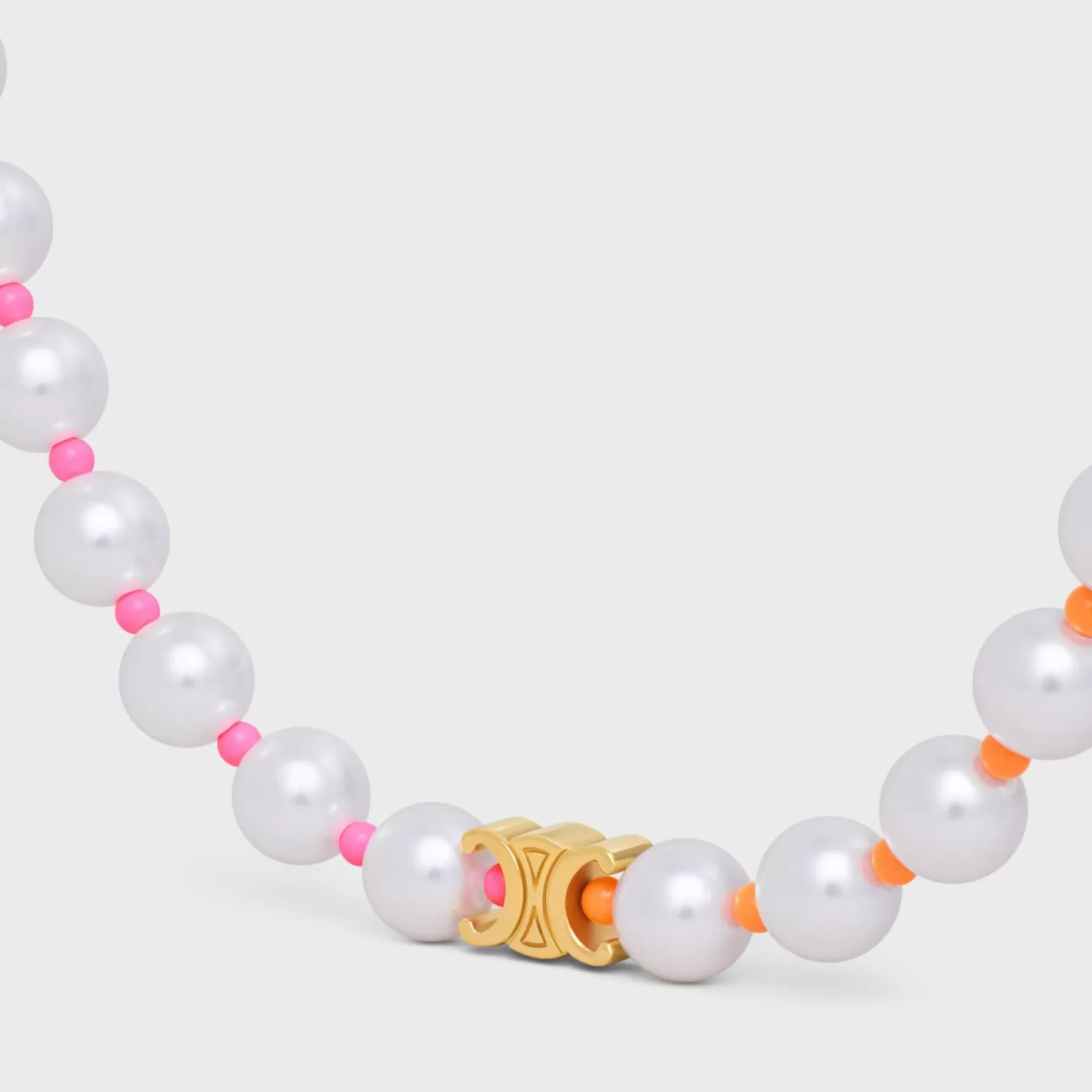 Online CELINE Plage Pearl Necklace in Brass with Gold Finish and Resin Pearls MULTICOLOR